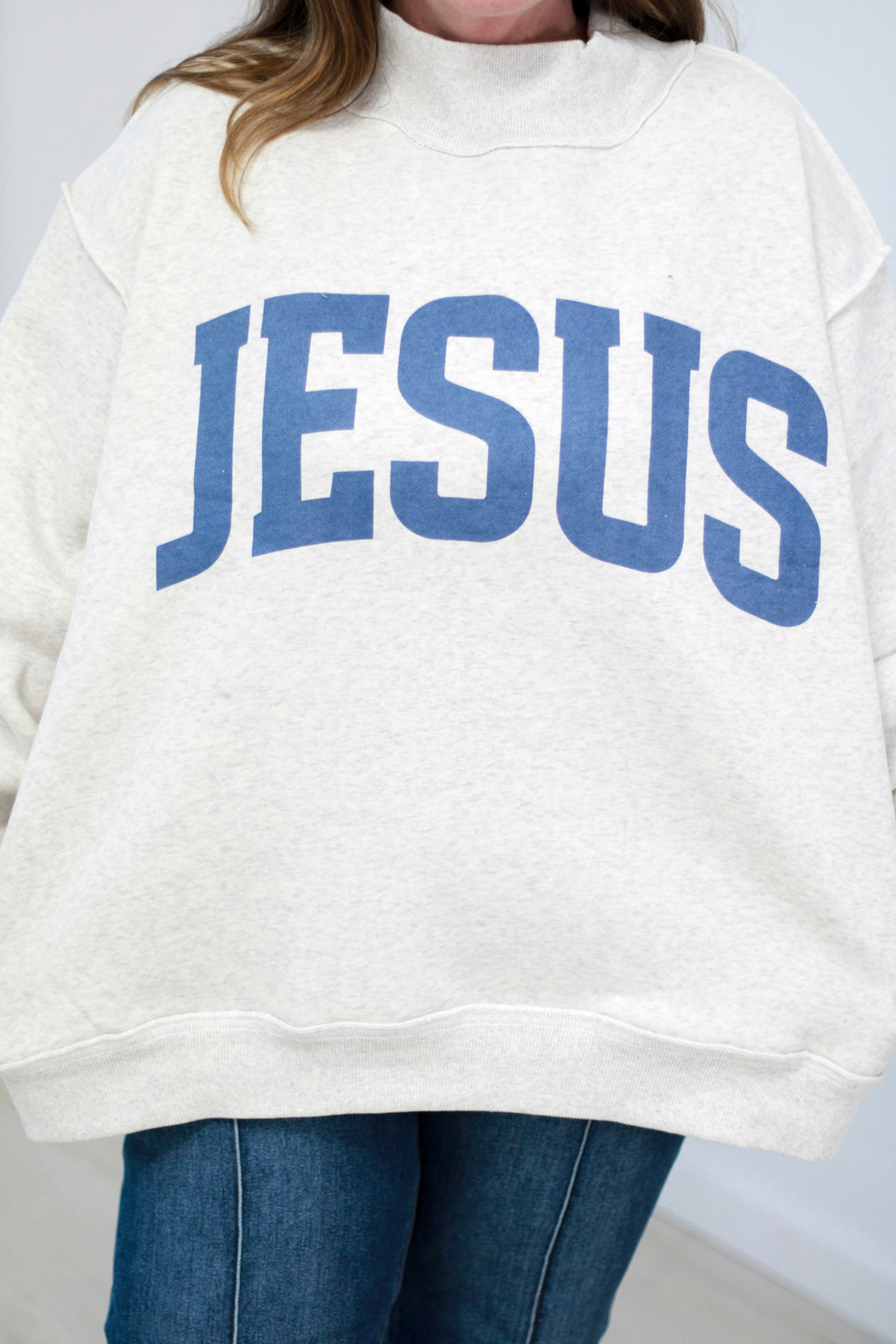 Women's Faith Letter Print Pullover, Casual Sweatshirt - Detail View 8