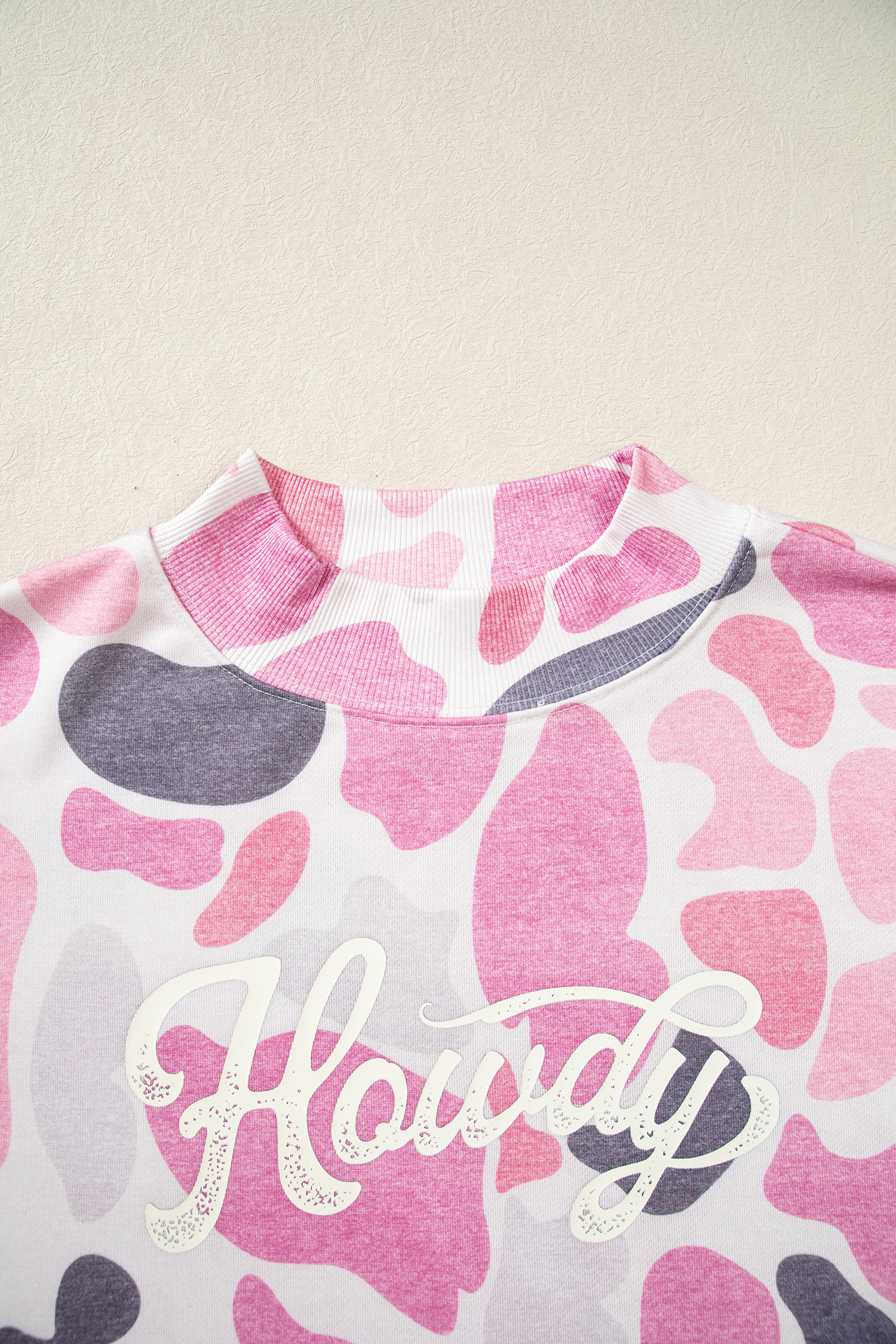 Womens Pink Camo Pullover, Western Howdy Sweatshirt - Detail View 7
