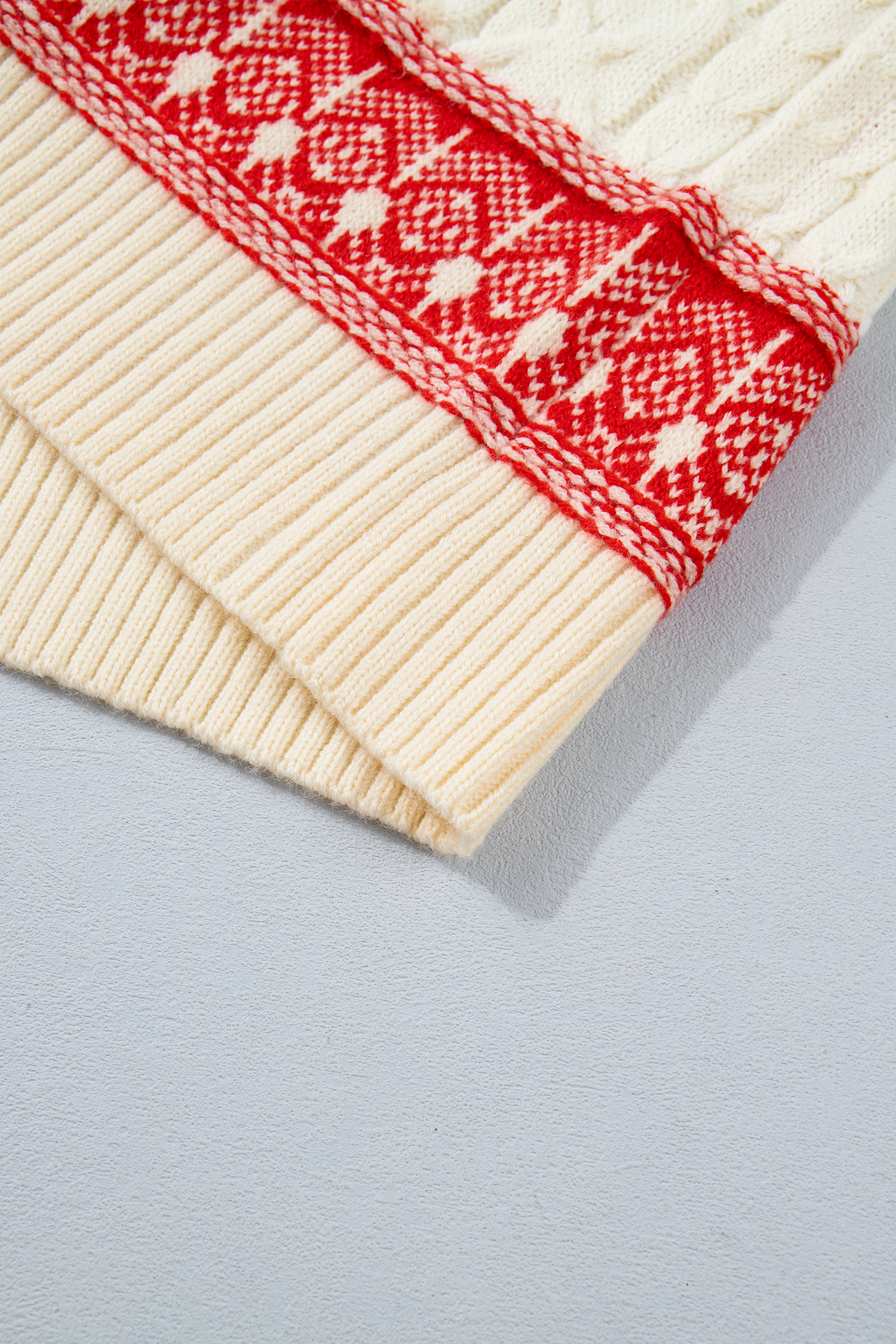 Red Western Pattern Sweater, Chic Apres Ski Women's Knit - Detail View 17