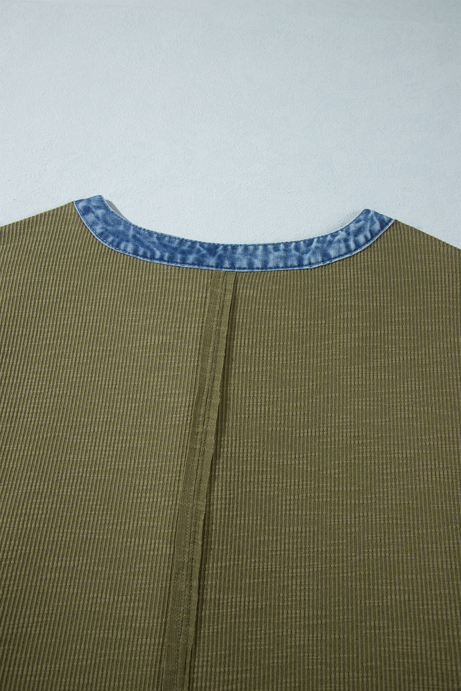 Womens Cotton Blend Top, Ribbed Long Sleeve Shirt - Detail View 9