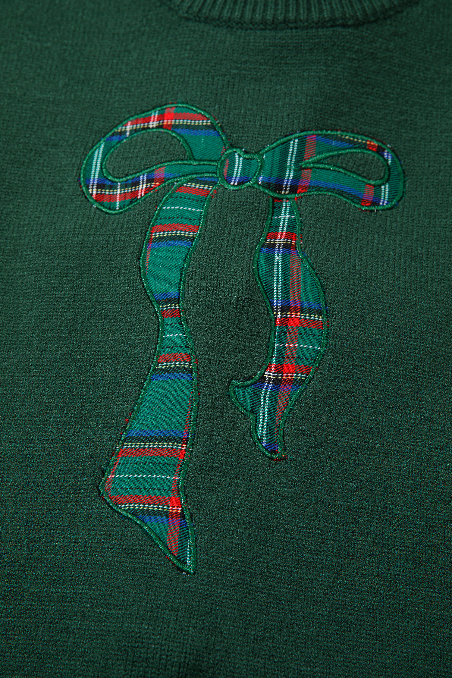Women's Christmas Bow Sweater, Plaid Print Holiday Knit - Detail View 10
