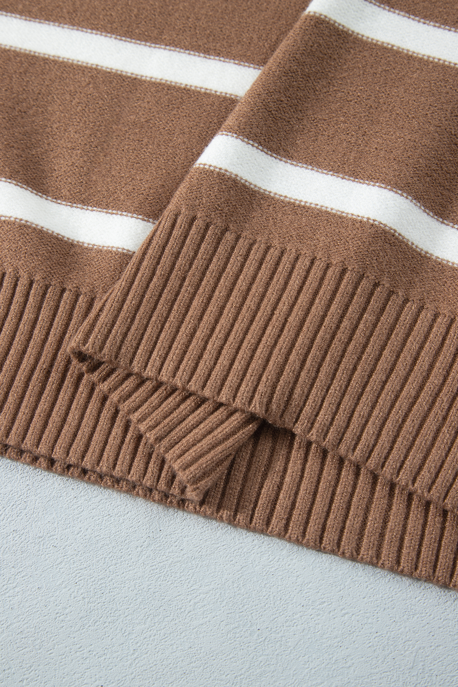 Women's Striped V Neck Sweater, Casual Fall Pullover - Detail View 7