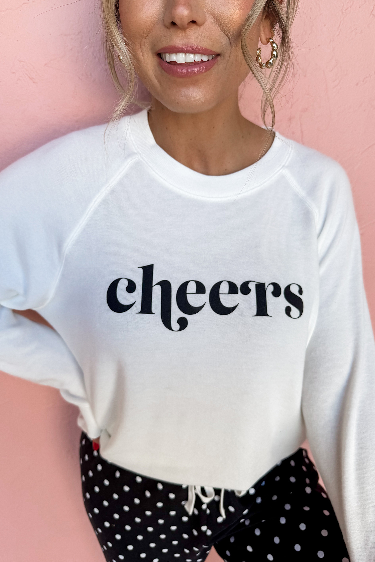 Long Sleeve Pajama Set, Casual Cheers Women's Loungewear - Detail View 3