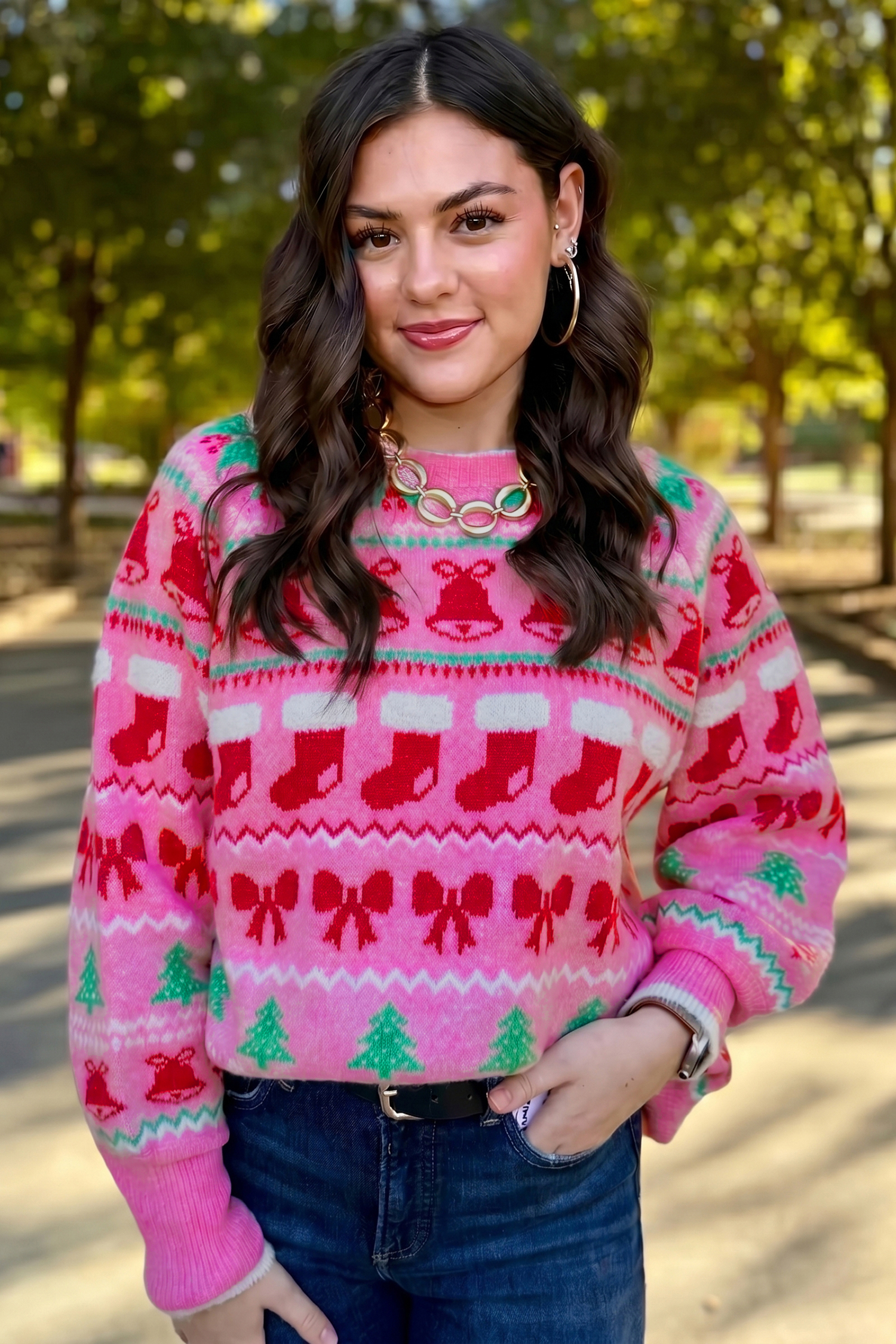 Soft Knit Christmas Sweater, Cozy Viscose Blend Women Top - Detail View 3