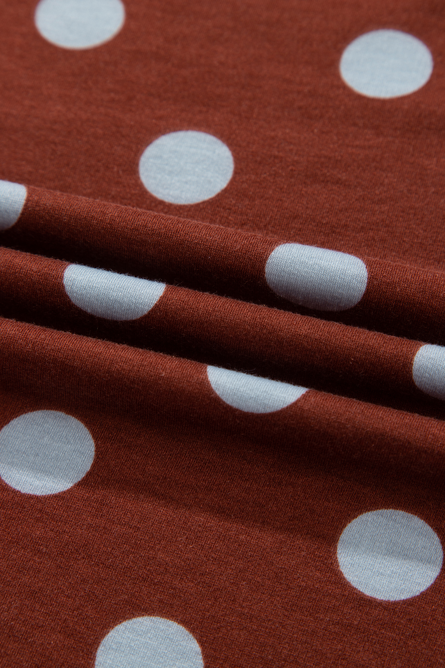 Chic Polka Dot Print Set, Long Sleeve Brown Tracksuit - Detail View 8