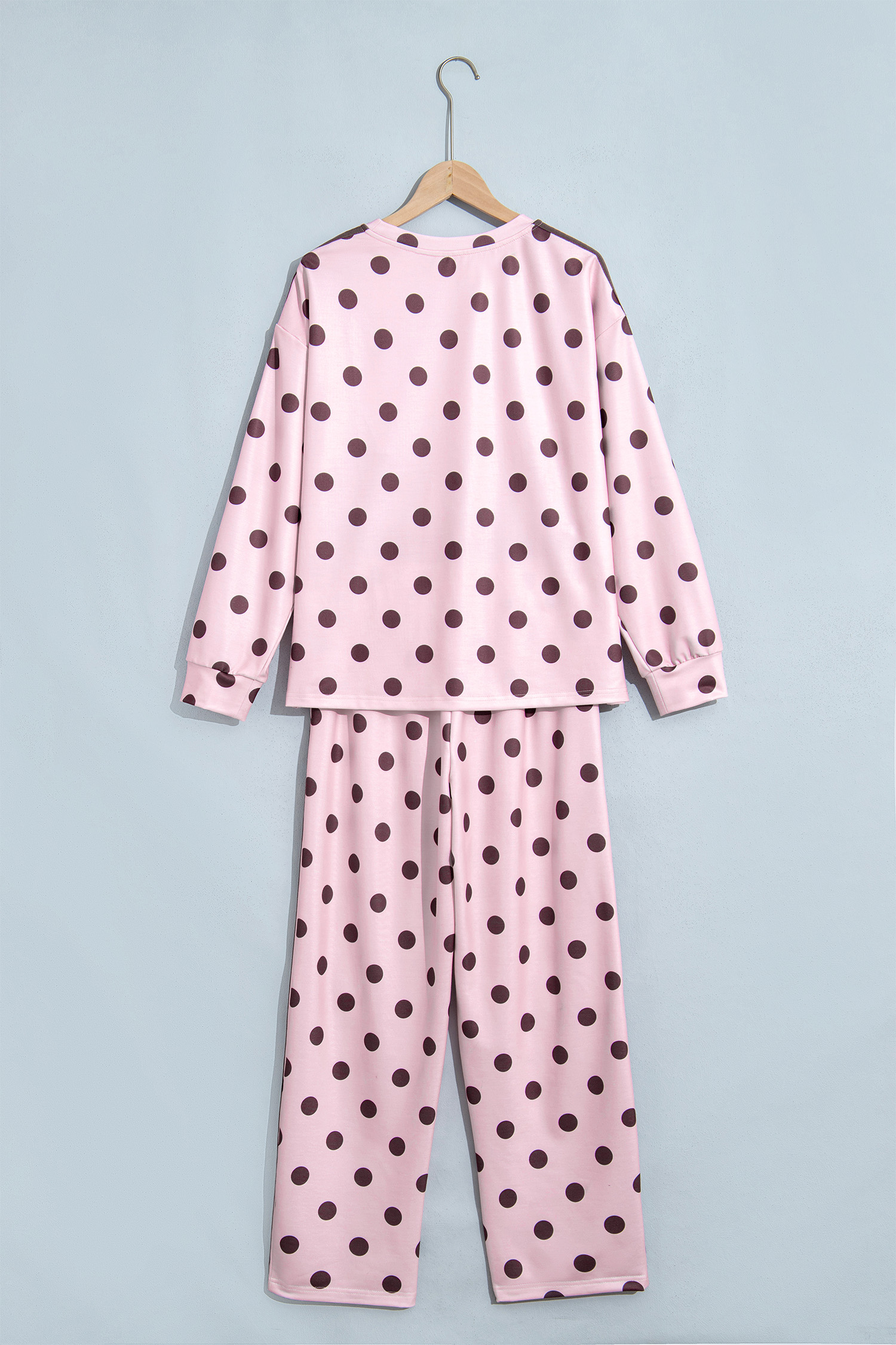 Pink Polka Dot Two Piece Set, Women Side Stripe Outfit - Detail View 5