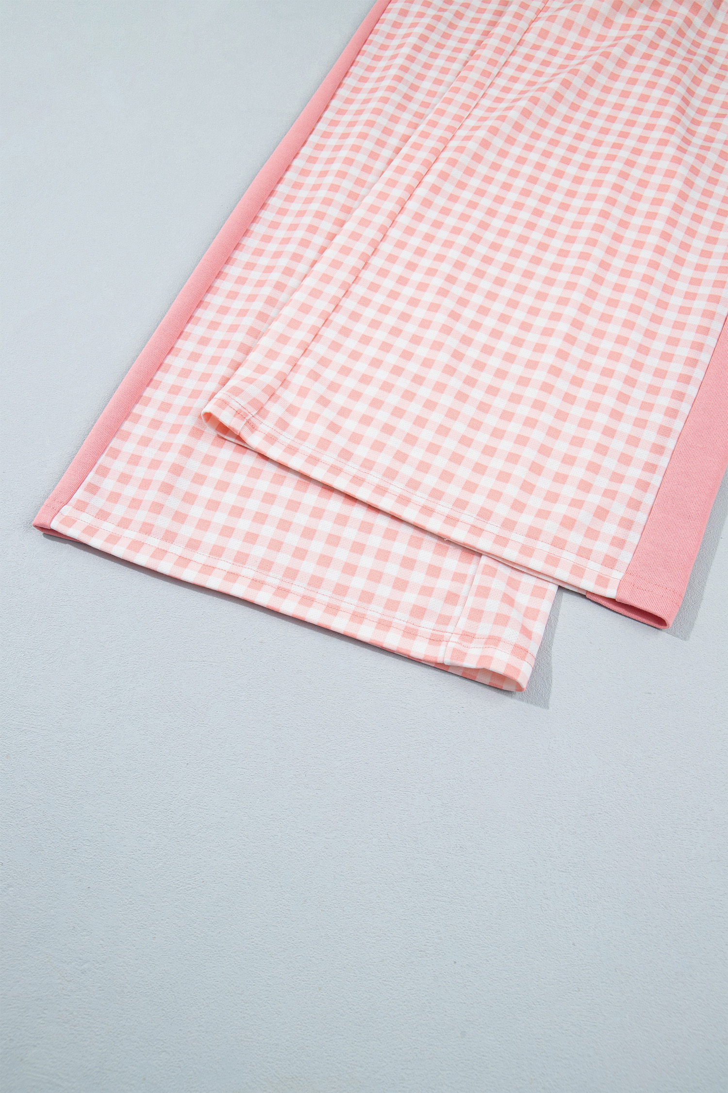 Women's Pink Colorblock Plaid Set, Trendy Wide Leg Style - Detail View 11
