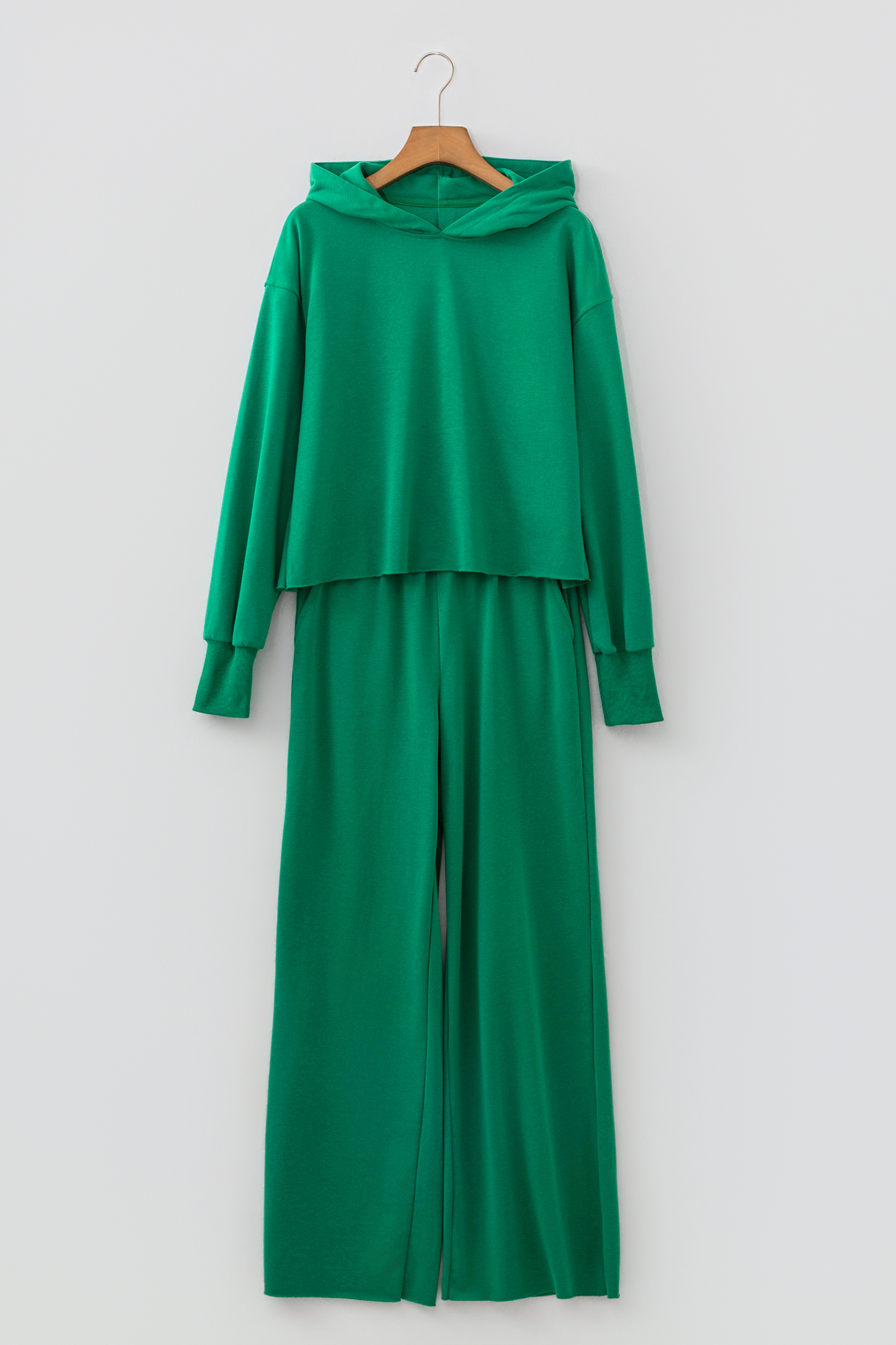 Bright Green Hoodie and Pants Set, Soft Autumn Women Set - Detail View 2