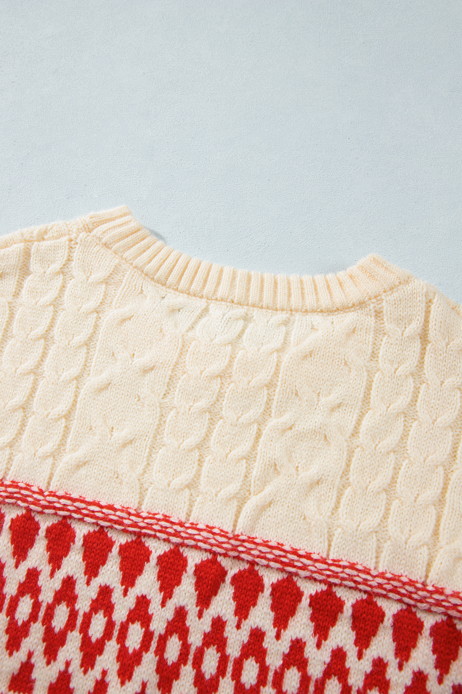 Red Western Pattern Sweater, Chic Apres Ski Women's Knit - Detail View 11