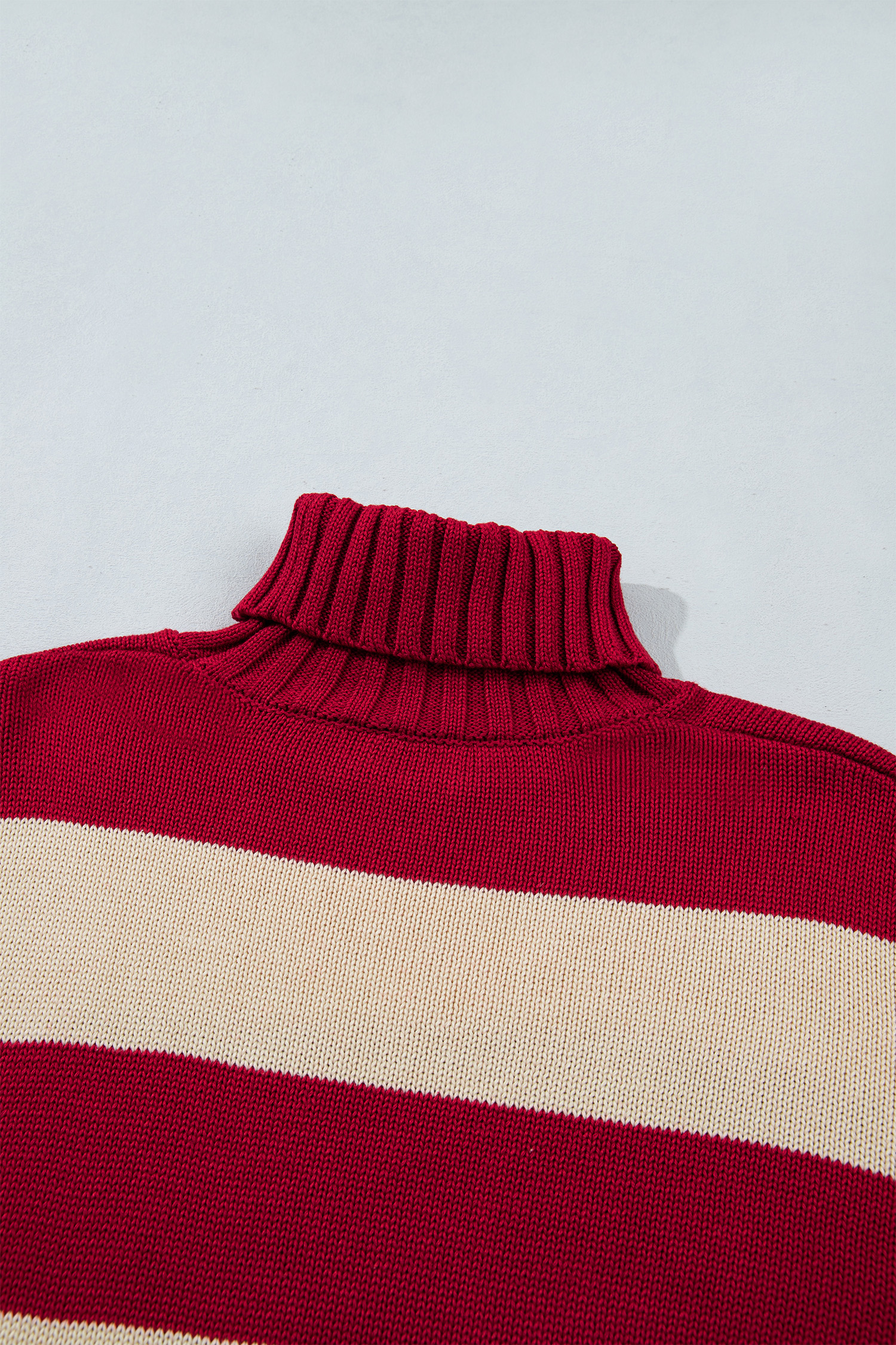 Striped Pullover Sweater, Women's Relaxed High Neck Knit - Detail View 7