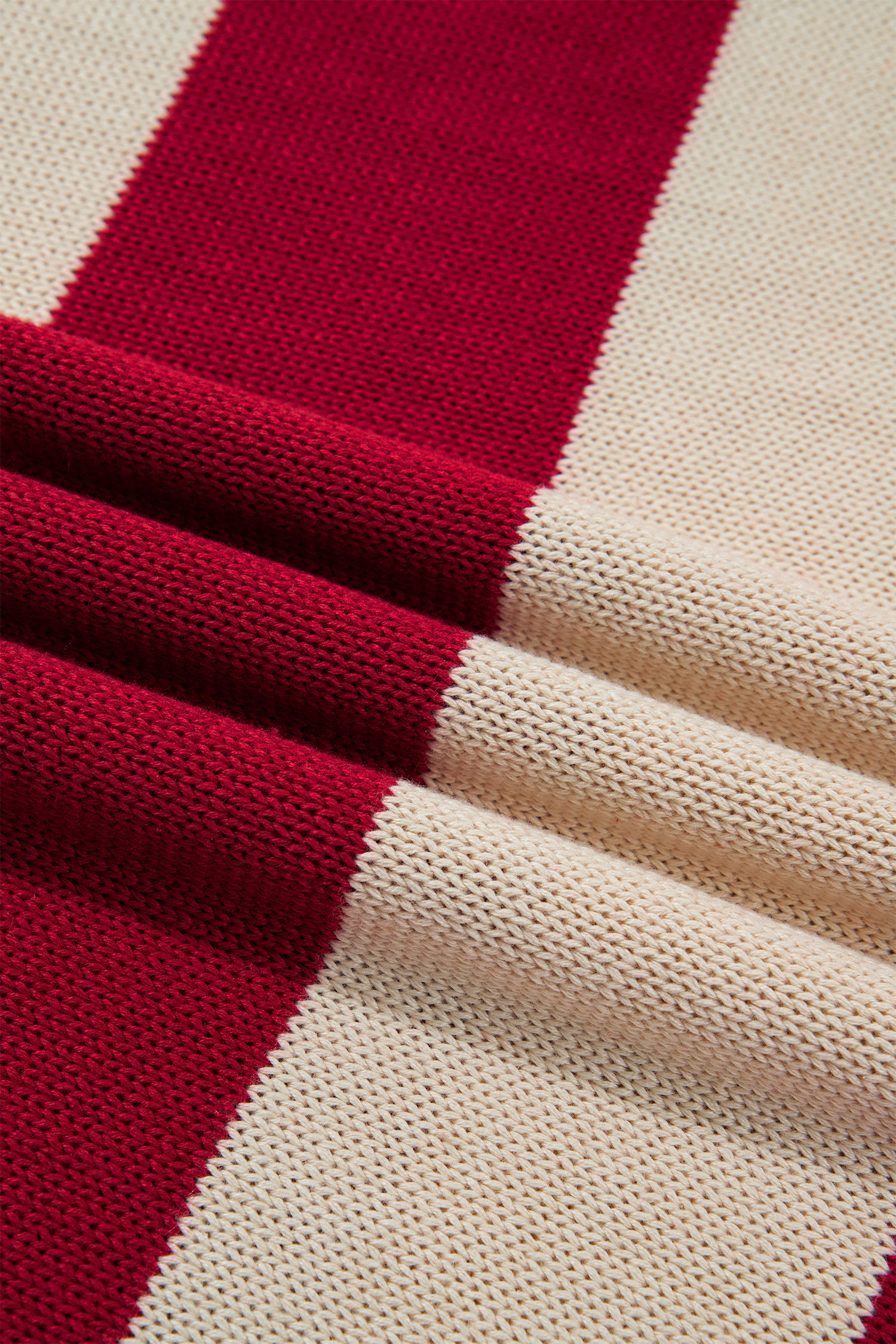 Red Color Block Sweater, Women's Striped Casual Winter Top - Detail View 11