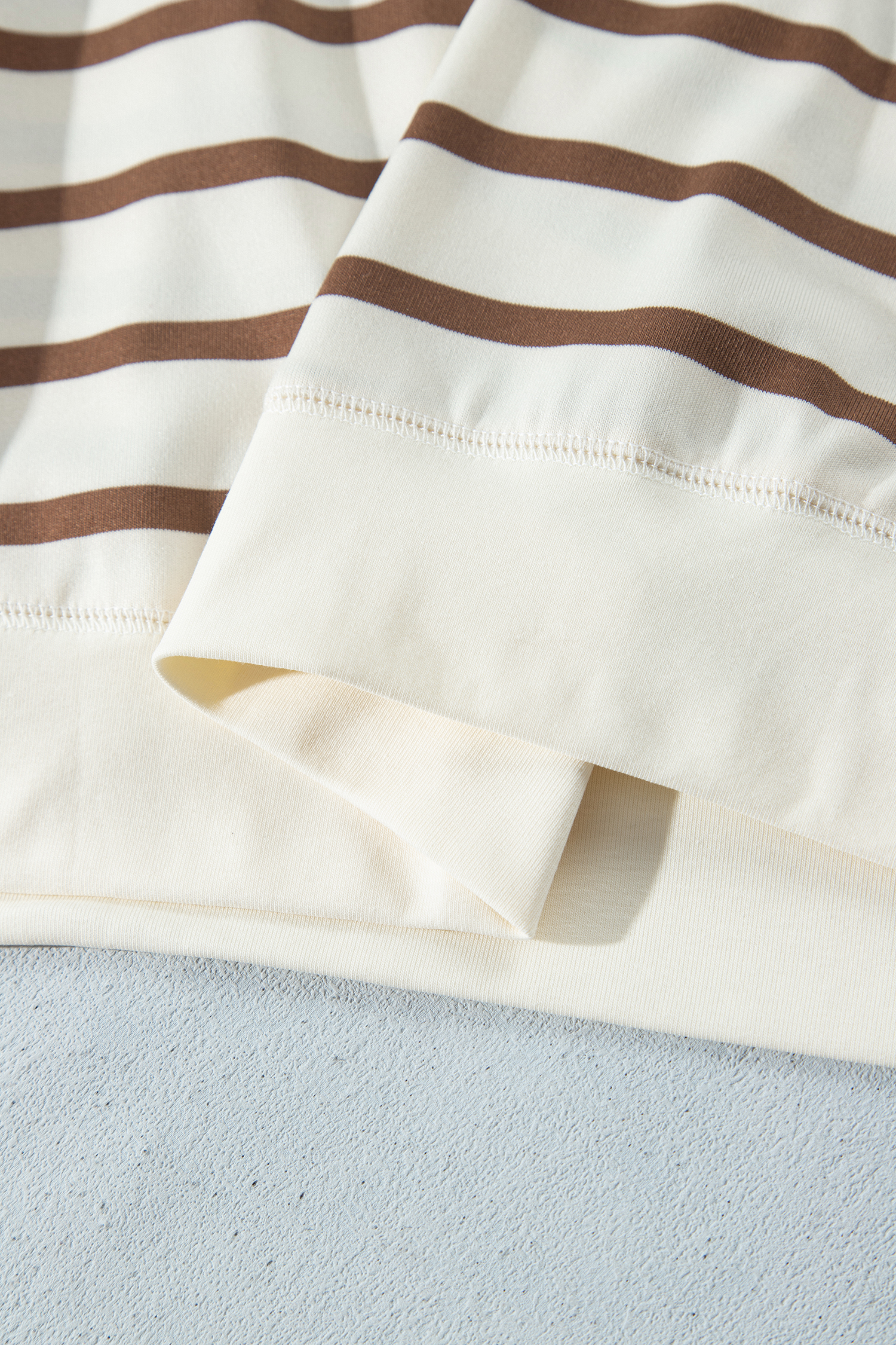 Striped Knit Lounge Set, Women Casual Drawstring Pants - Detail View 7