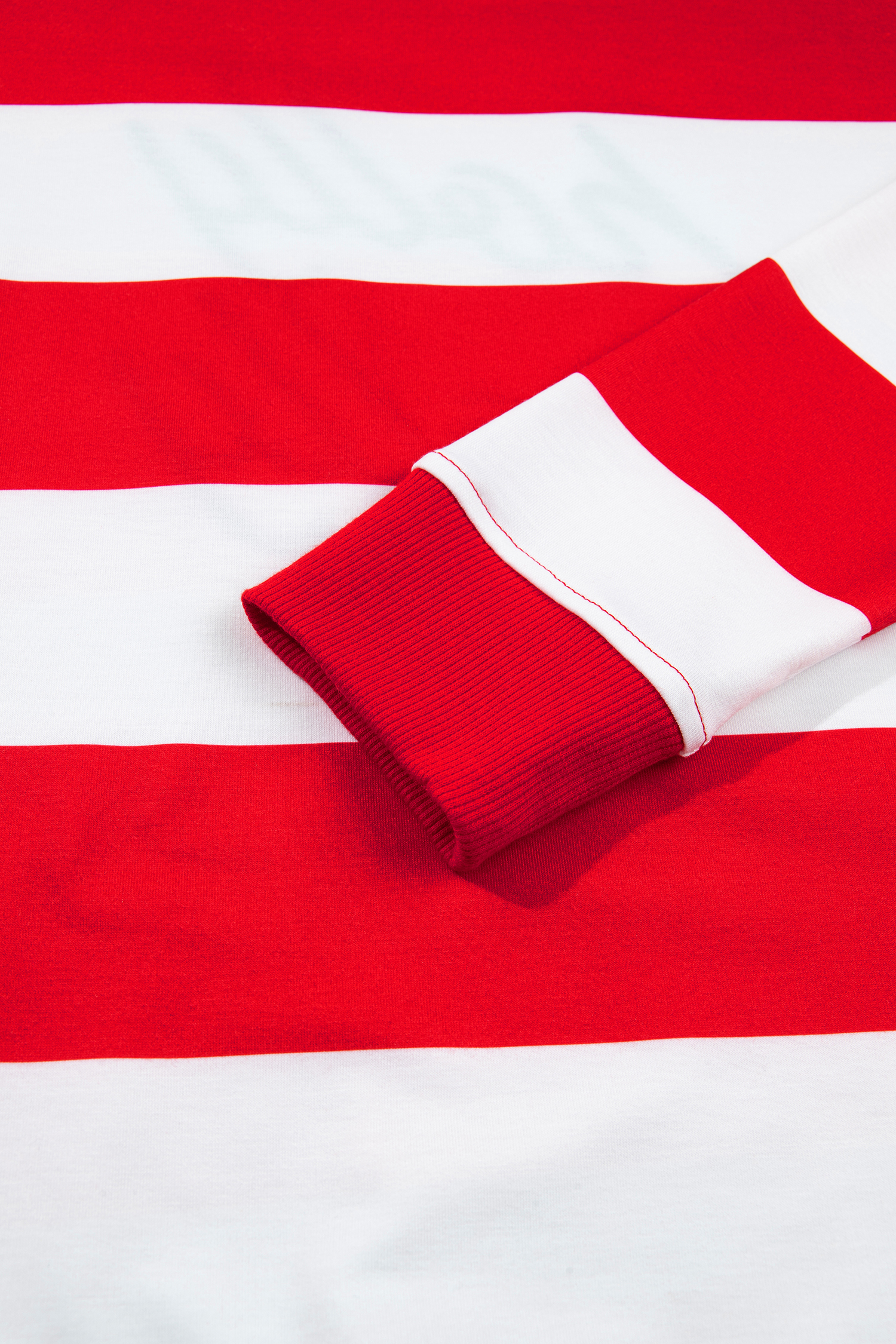 Red Striped Holiday Letter Pullover, Women's Festive Top - Detail View 11