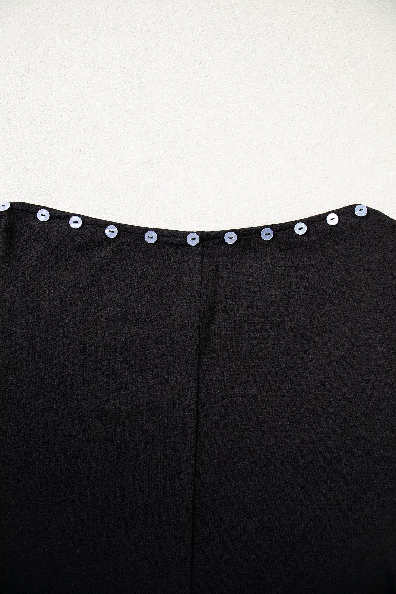 Black Off Shoulder Top, Button Accent 3/4 Sleeve Women's - Detail View 7