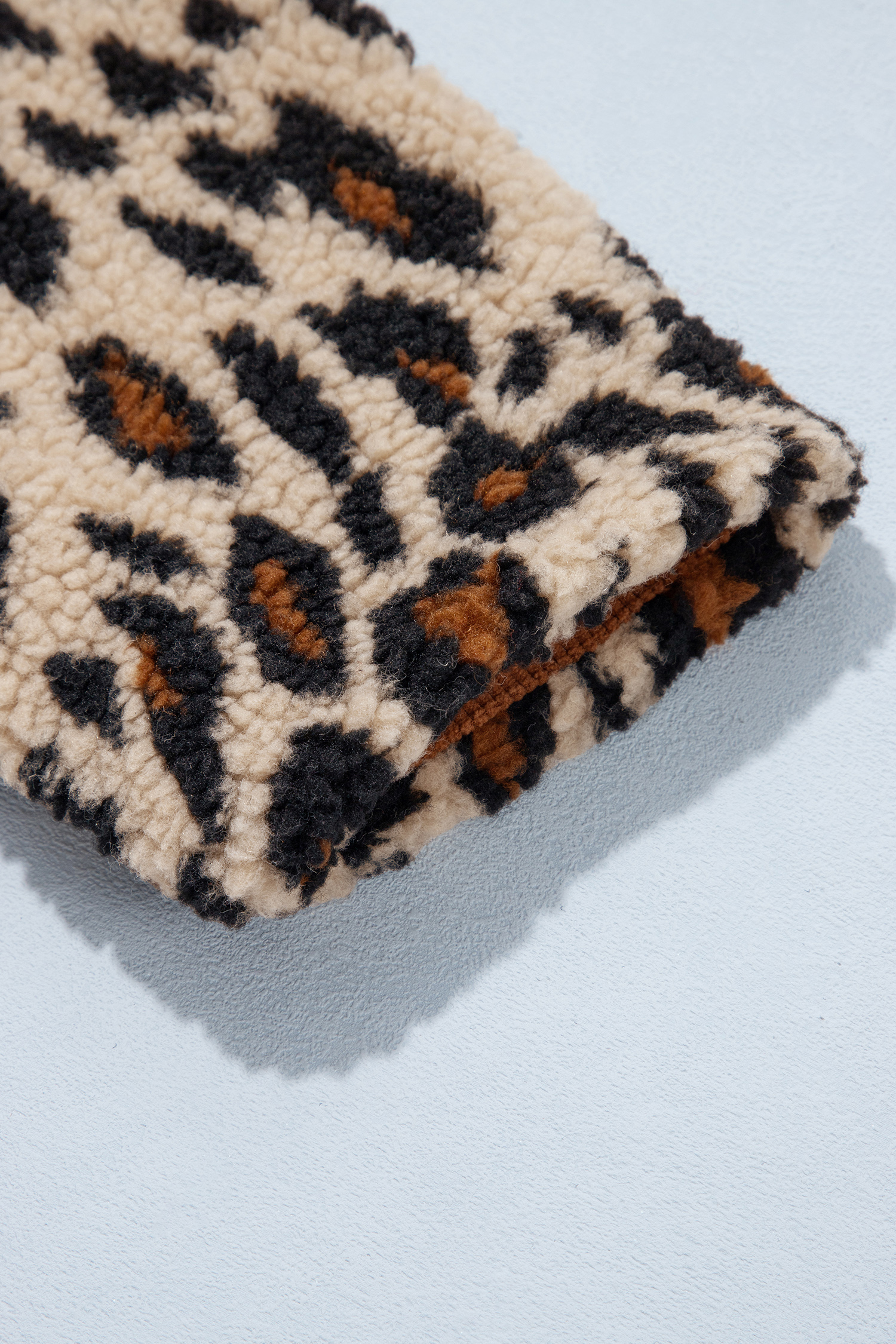 Women's Plush Leopard Print Jacket, Button Front Outerwear - Detail View 11