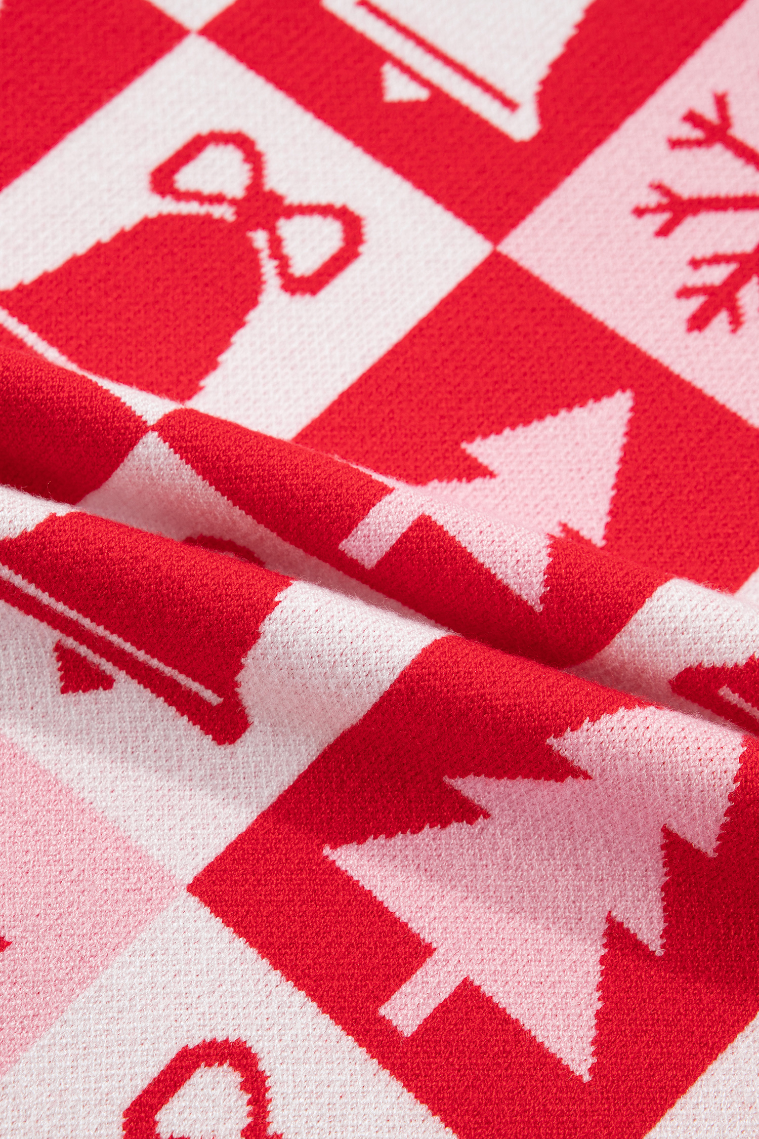 Women's Viscose Blend Sweater, Pink Christmas Pullover - Detail View 12