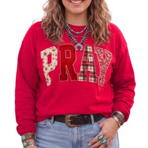 Women's Pray Letter Sweatshirt, Casual Plus Size Top - Main View