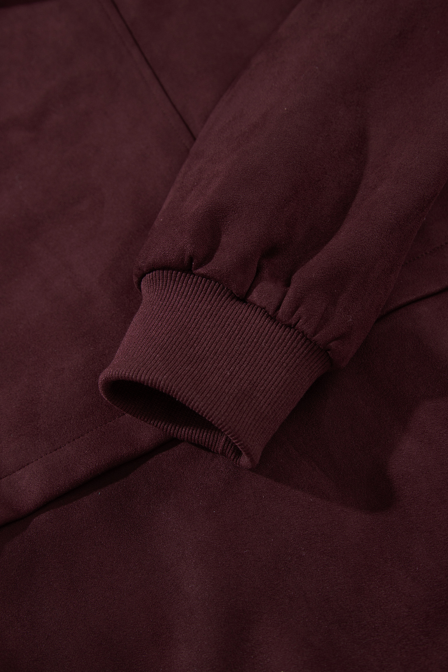 Women's Brown Velvet Jacket, Casual Zip Up Fall Outerwear - Detail View 7