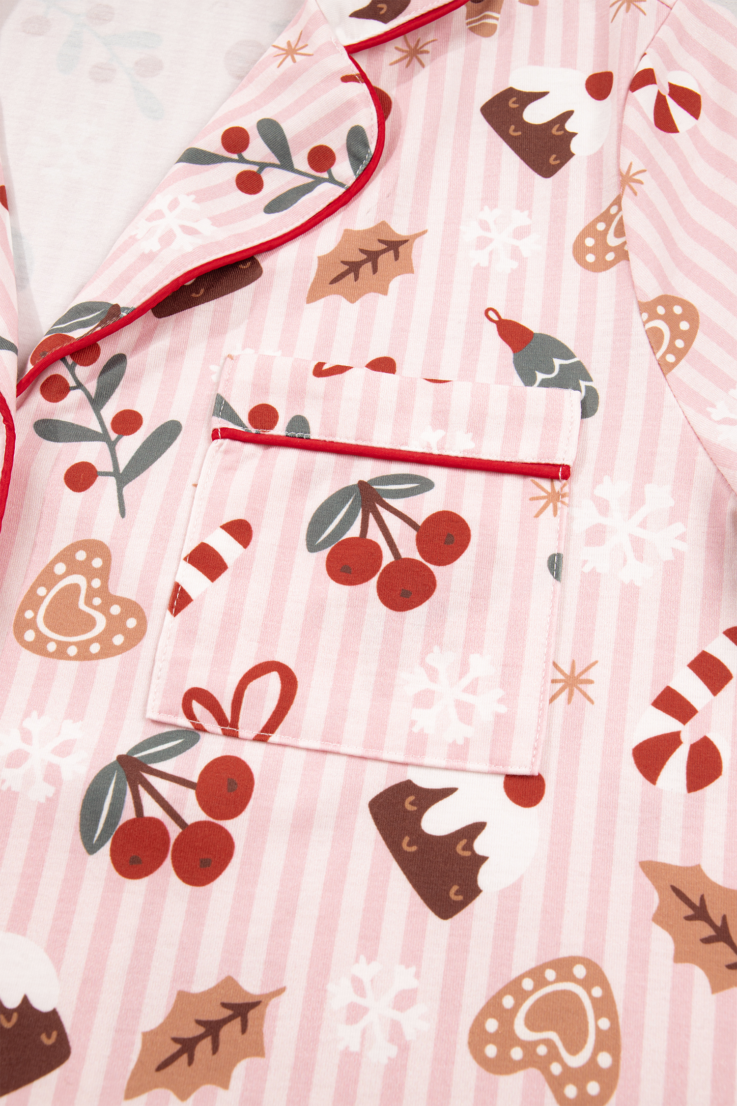 Women's Pink Christmas Pajama Set, Short Sleeve Lounge Wear - Detail View 16