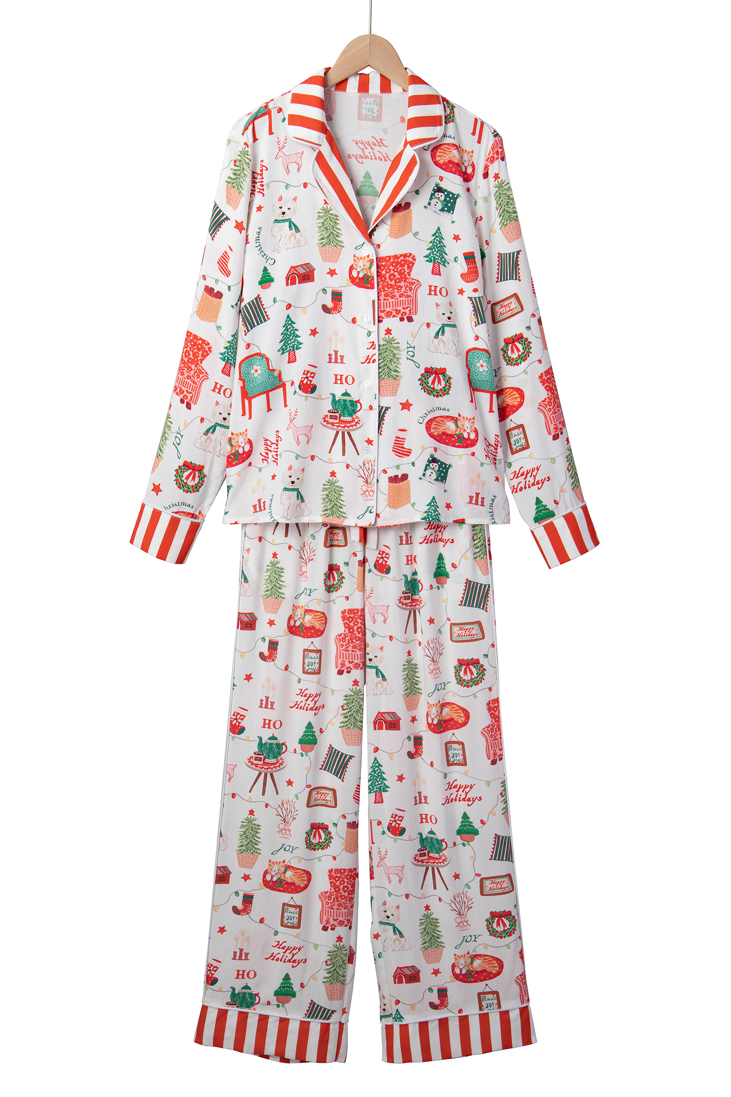 Women's Christmas Pajama Set, Festive Long Sleeve Lounge - Detail View 7