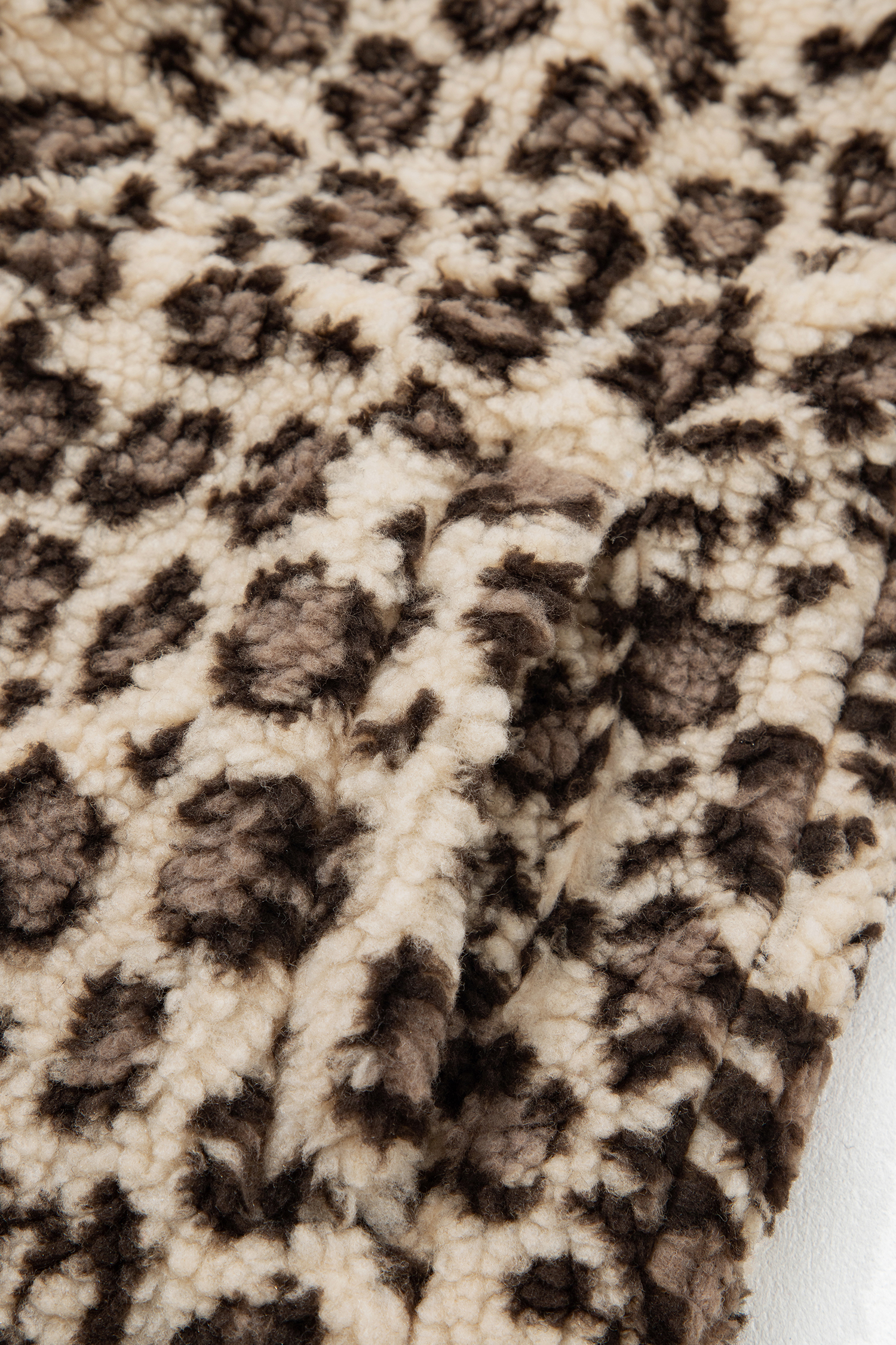 Warm Sherpa Fleece Pullover, Leopard Print Women Jacket - Detail View 15