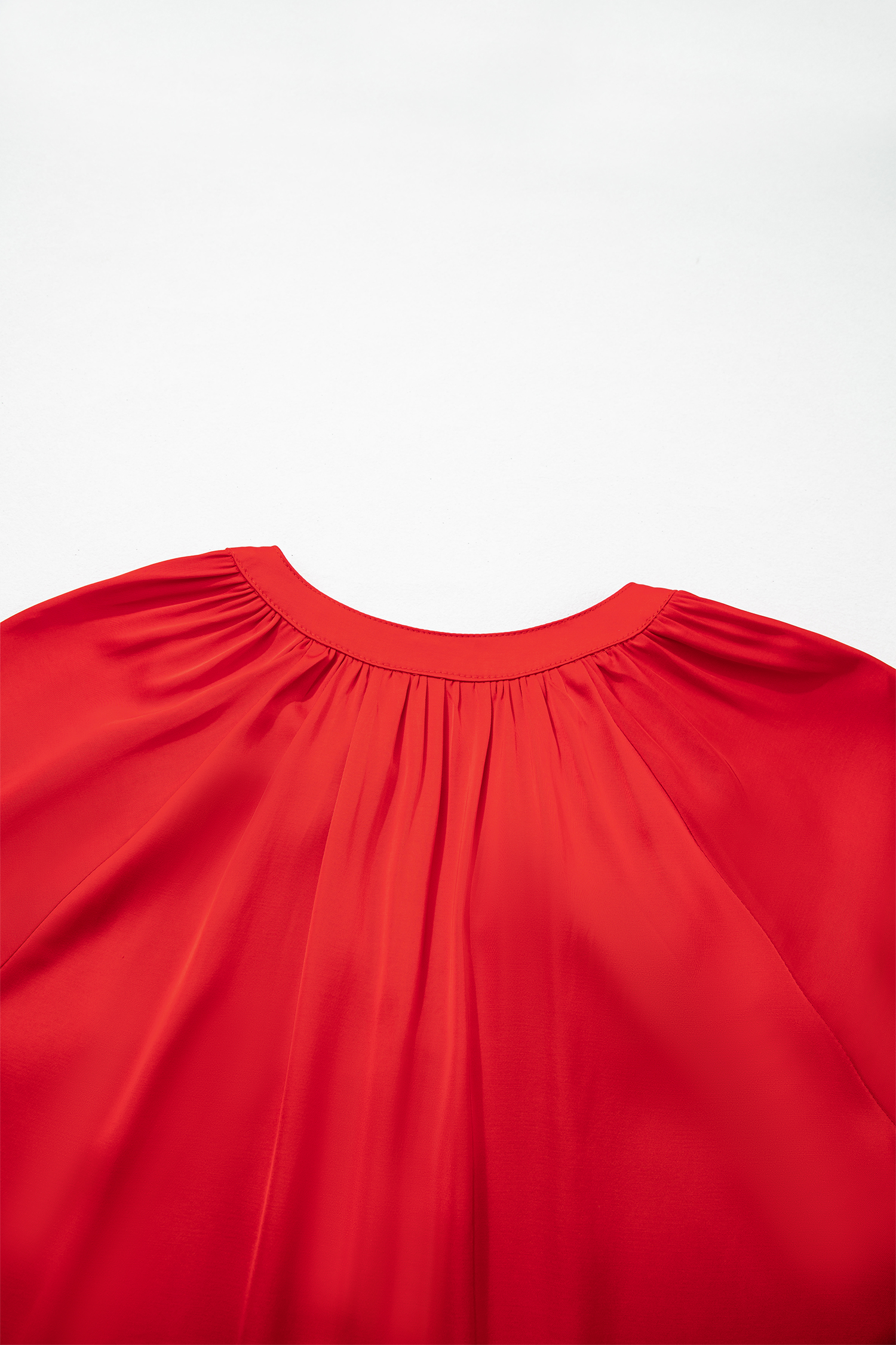 Women's Boho V Neck Red Blouse, Long Sleeve Lace Shirt - Detail View 9