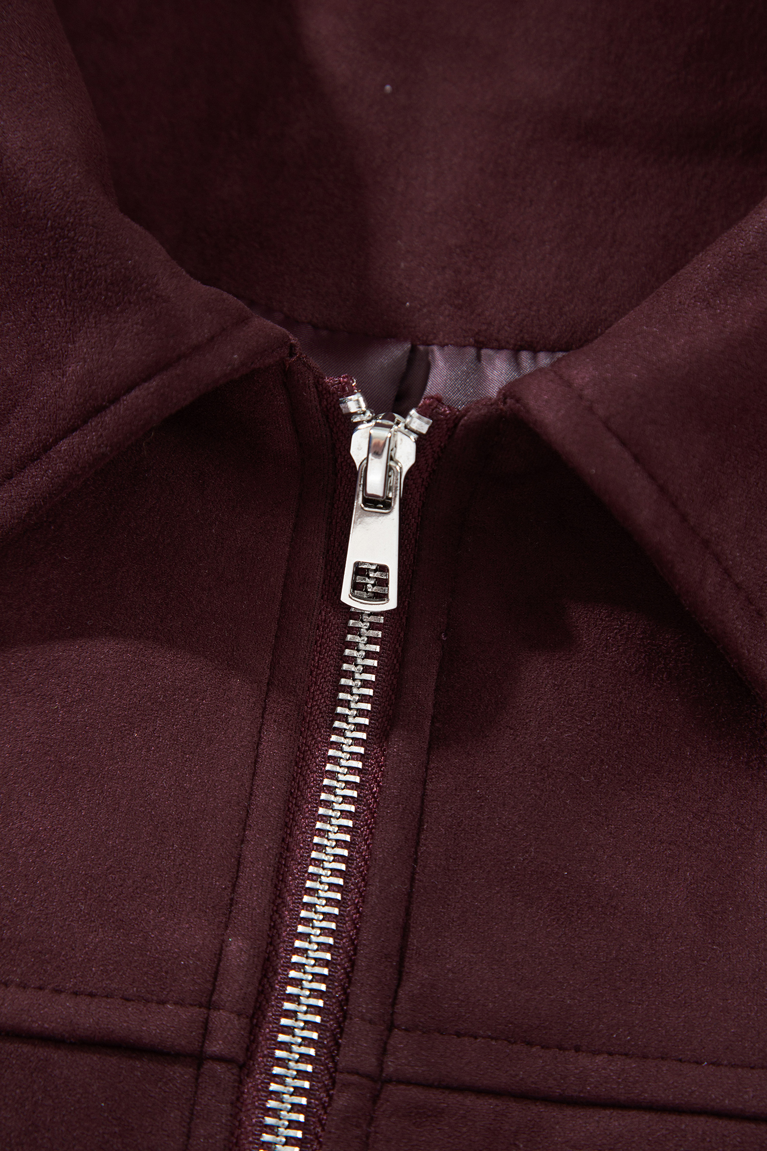 Chicory Coffee Women's Jacket, Solid Collar Bomber Style - Detail View 11