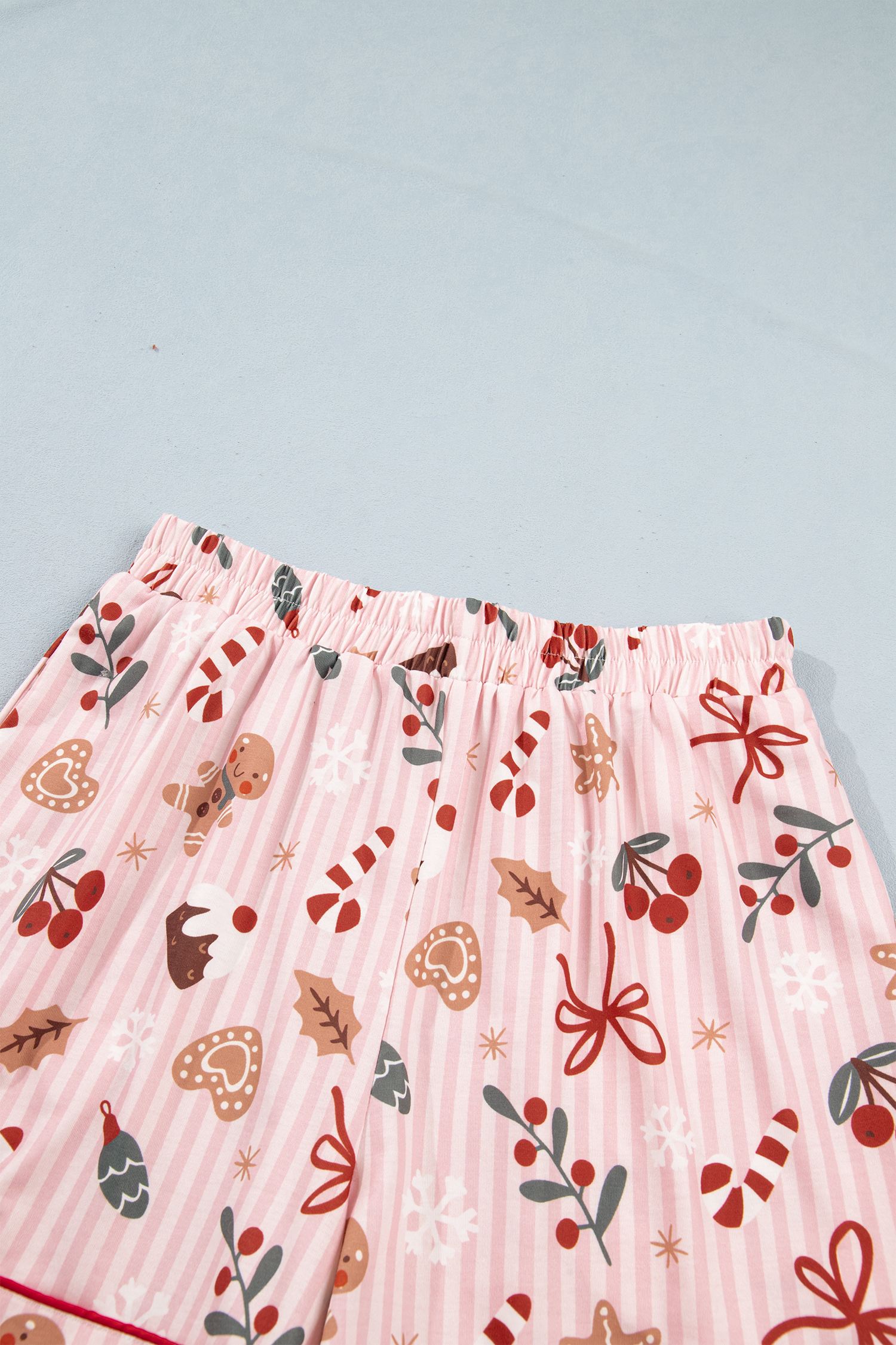 Women's Pink Christmas Pajama Set, Short Sleeve Lounge Wear - Detail View 10