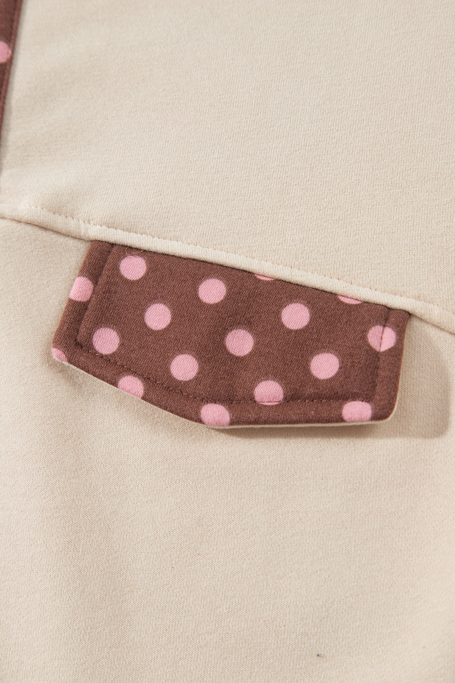 Brown Polka Dot Lounge Set for Women, Long Sleeve 2 Piece - Detail View 8