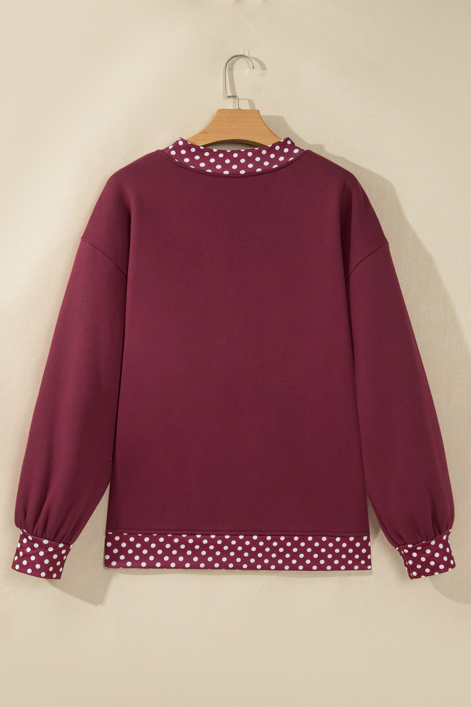 Cotton Blend Fall Sweatshirt, Women's Burgundy Mock Neck - Detail View 3