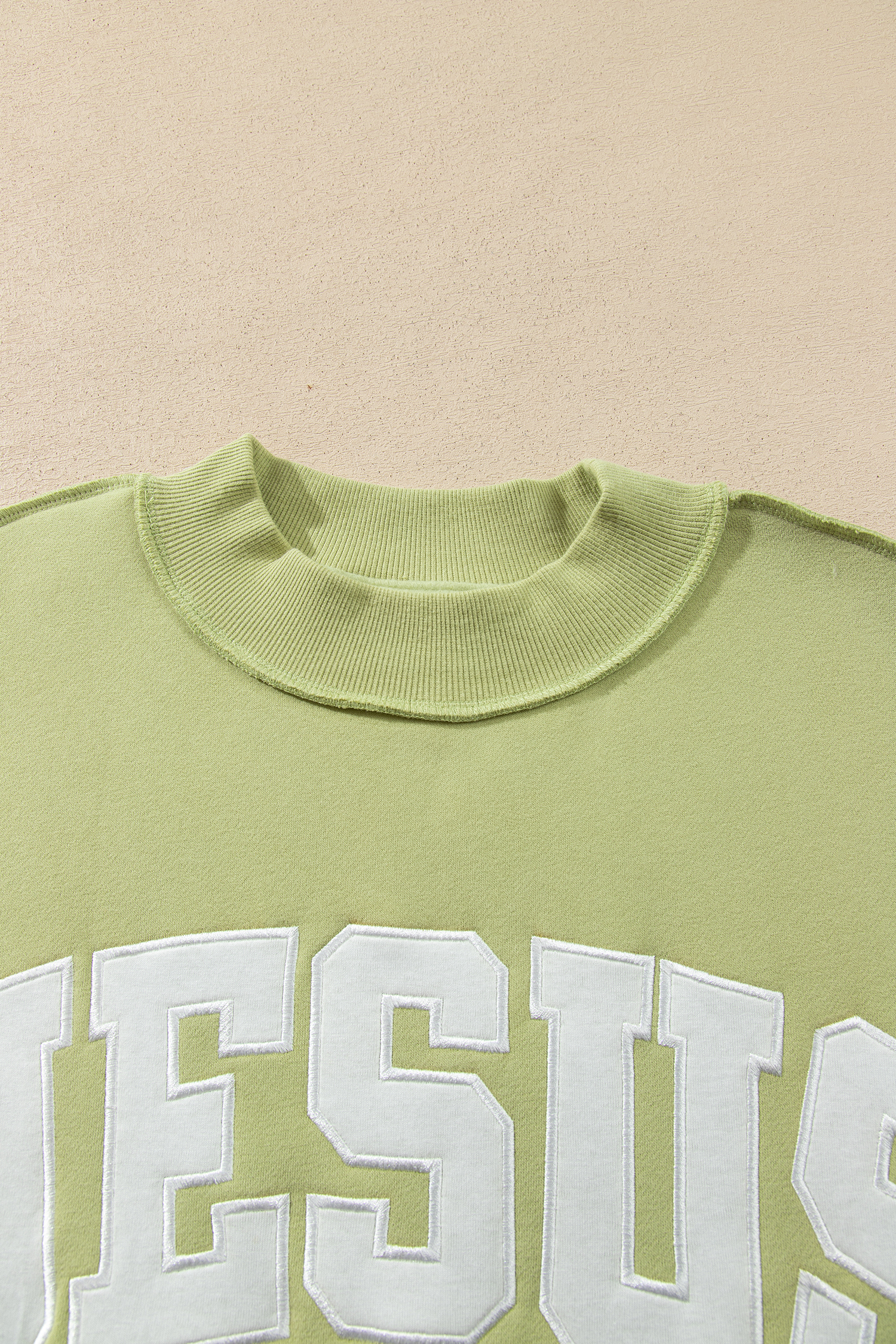 Women's Casual Sweatshirt, Green Mock Neck Fall Pullover - Detail View 6