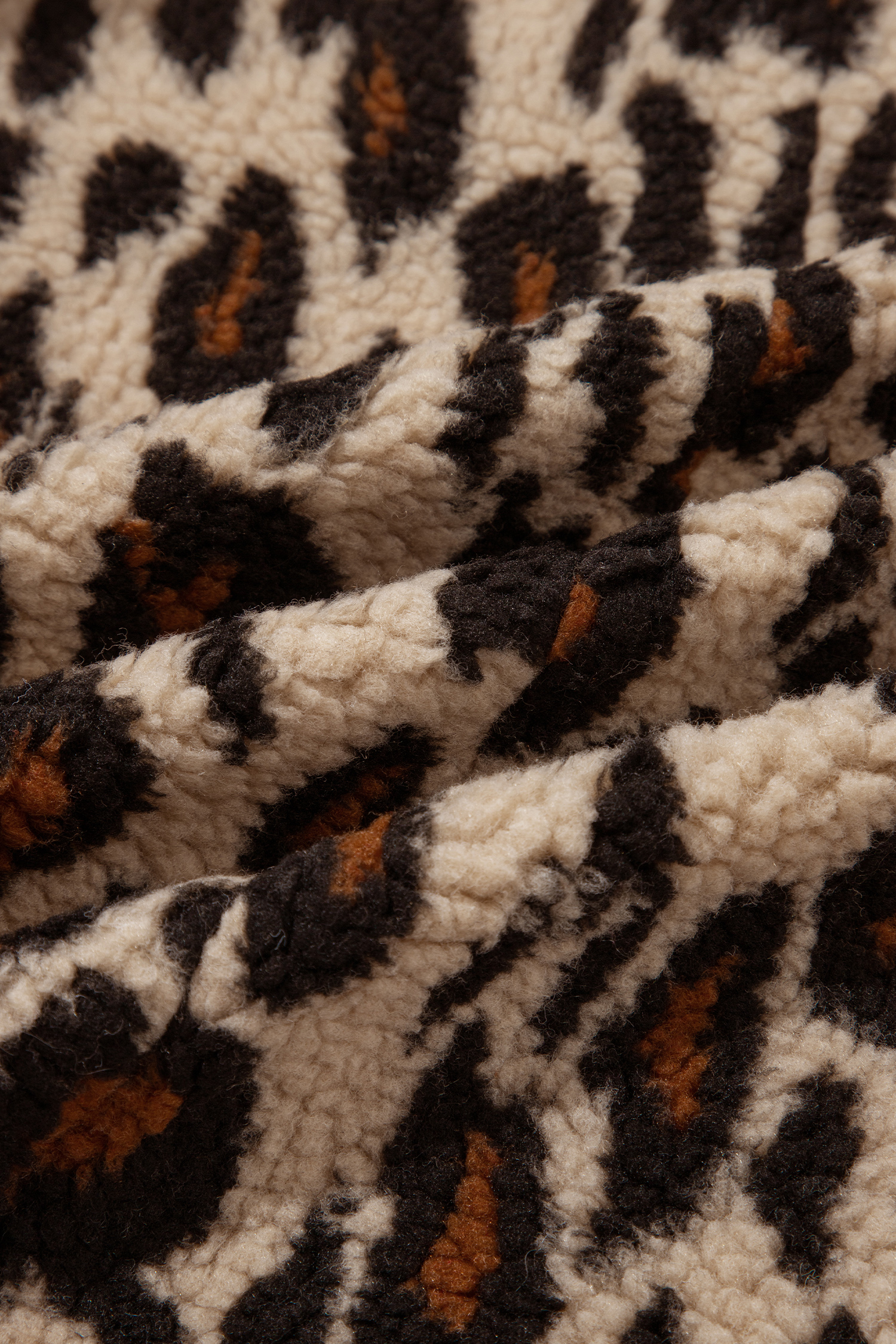 Women's Leopard Sherpa Jacket, Casual Corduroy Trim Coat - Detail View 13