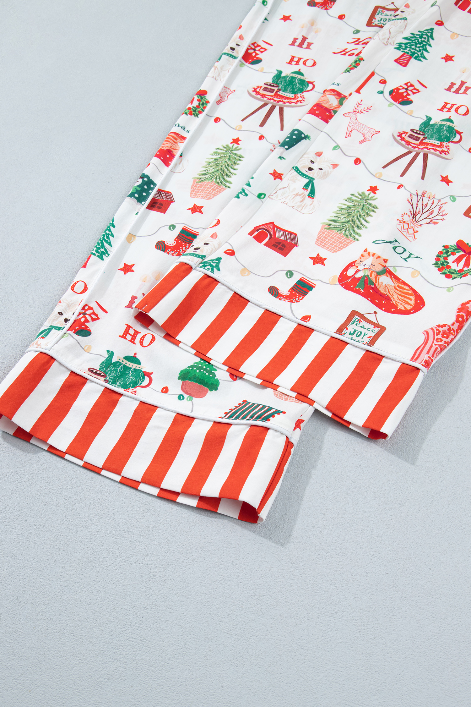 Women's Soft Viscose Lounge Set, Striped Holiday Sleepwear - Detail View 14