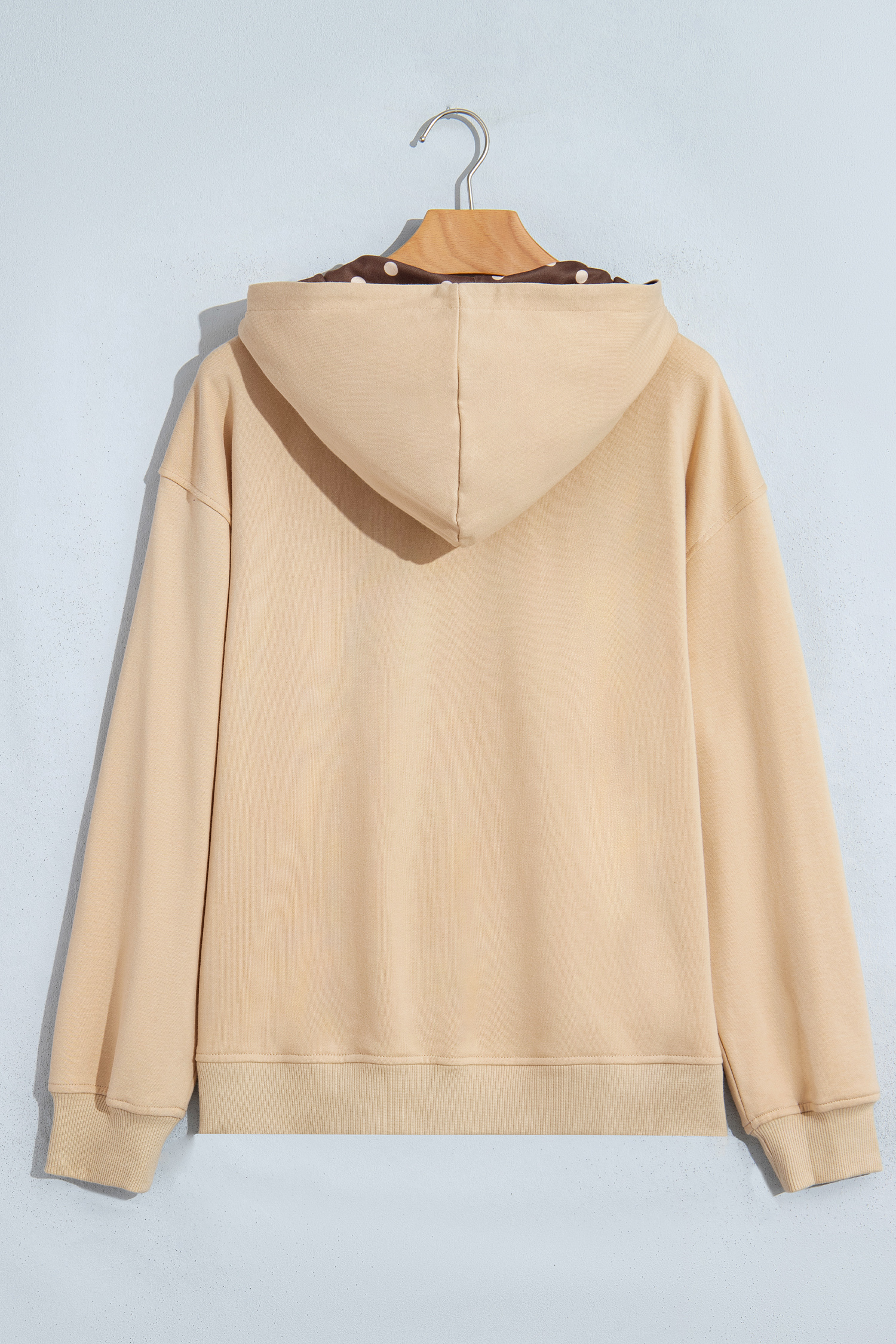 Women's Polka Dot Hoodie, Casual Zip Up Jacket - Detail View 5