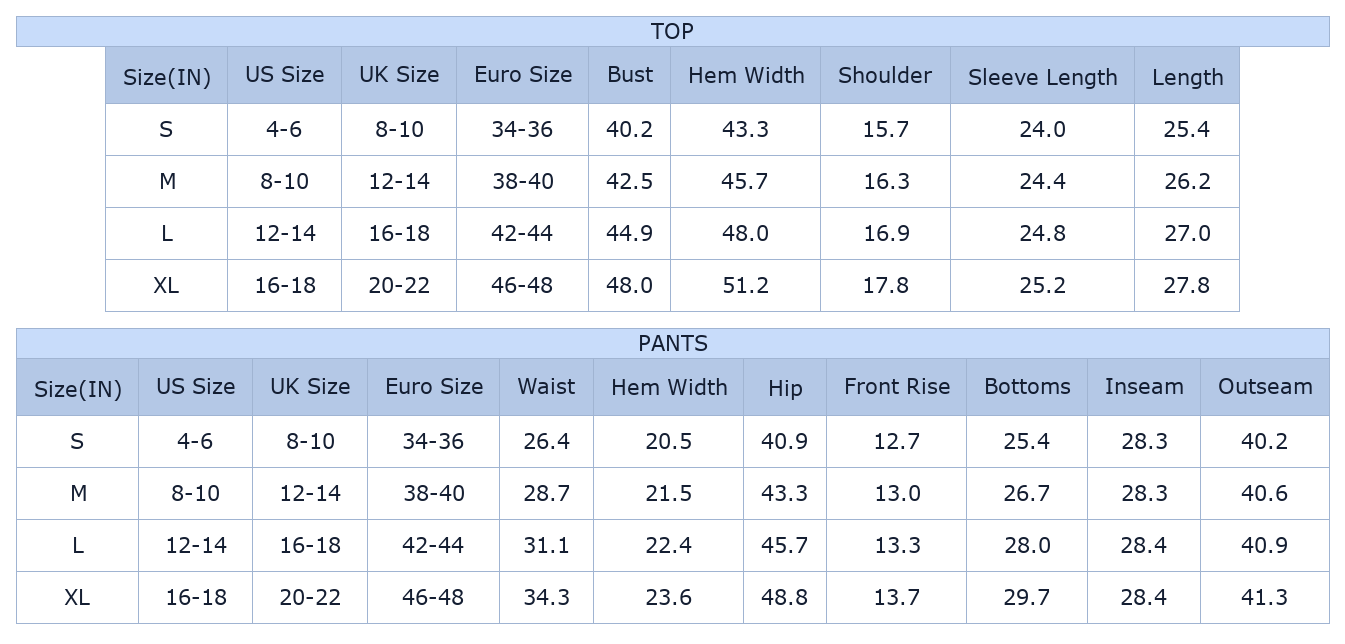Women's Christmas Pajama Set, Festive Long Sleeve Lounge - Size Chart & Details