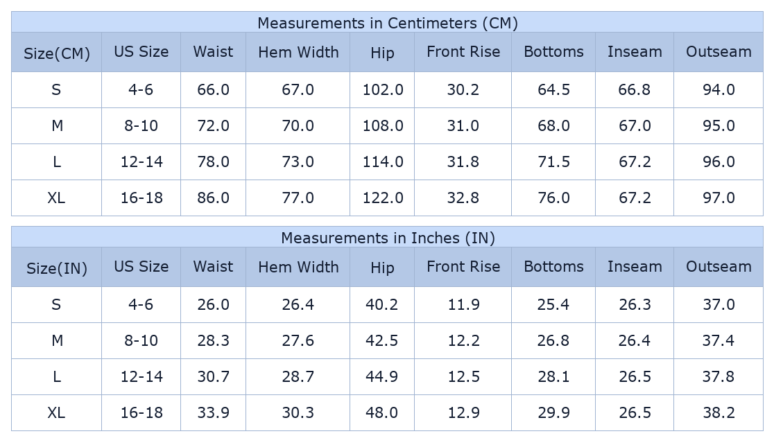 Women's Wide Leg Colorblock Pants, Casual High Waist Ankle - Size Chart & Details