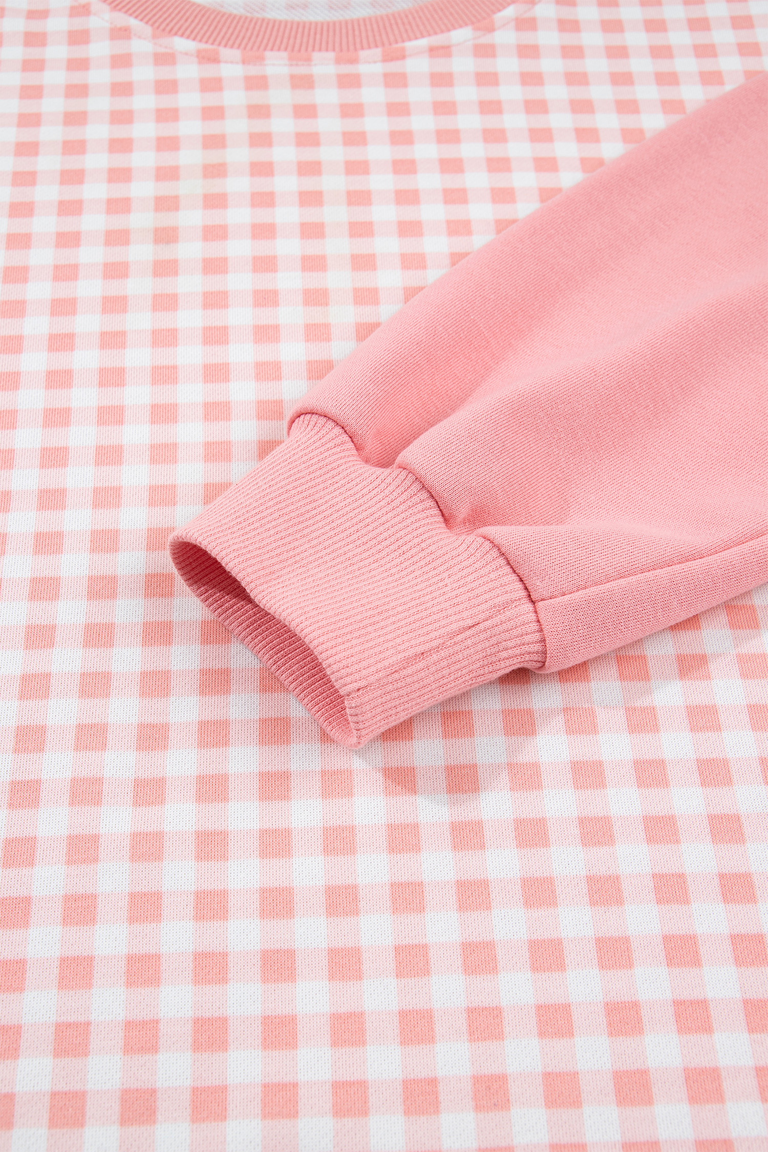 Women's Pink Colorblock Plaid Set, Trendy Wide Leg Style - Detail View 8