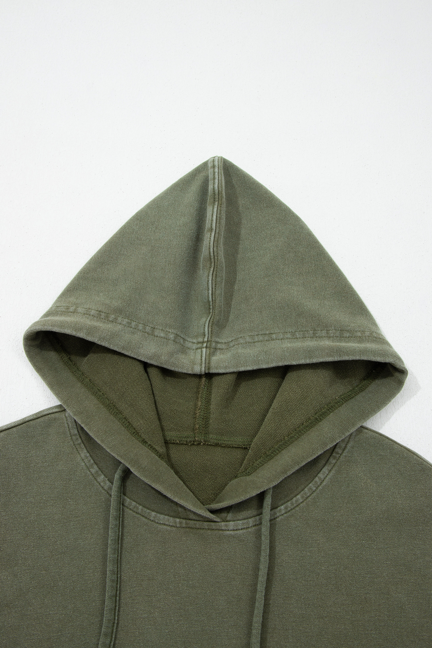 Women's Plaid Sleeve Hoodie, Moss Green Casual Sweatshirt - Detail View 7