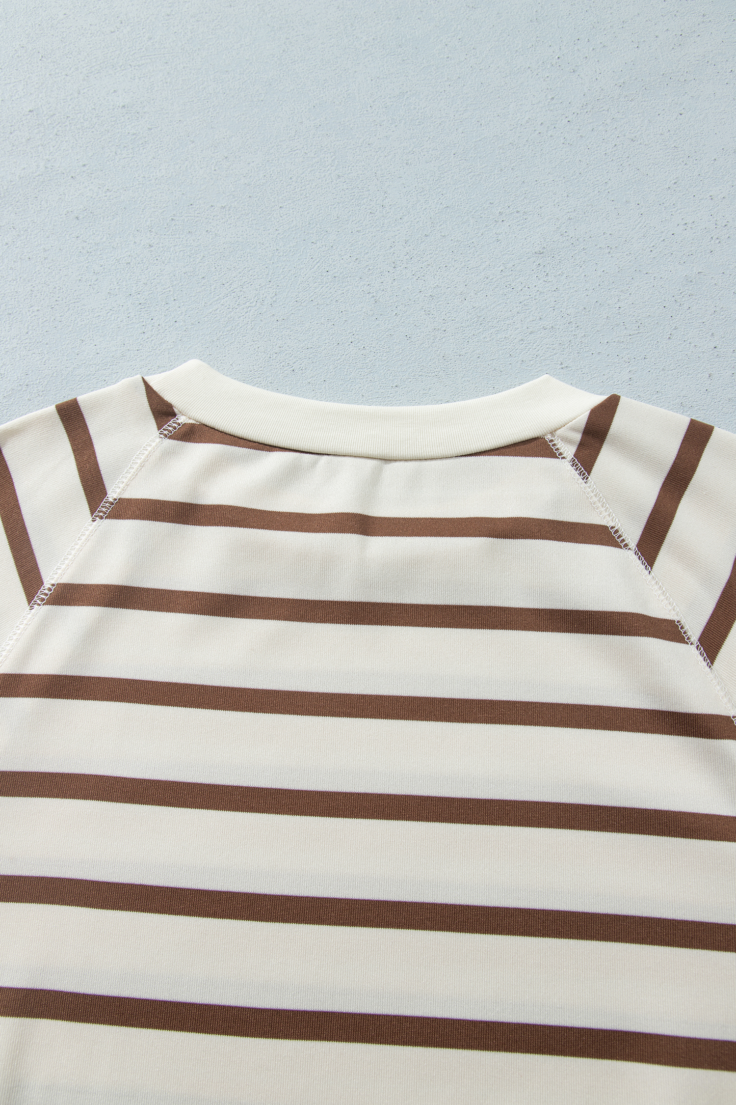 Khaki Stripe Two Piece Set, Women Contrast Trim Pants - Detail View 8
