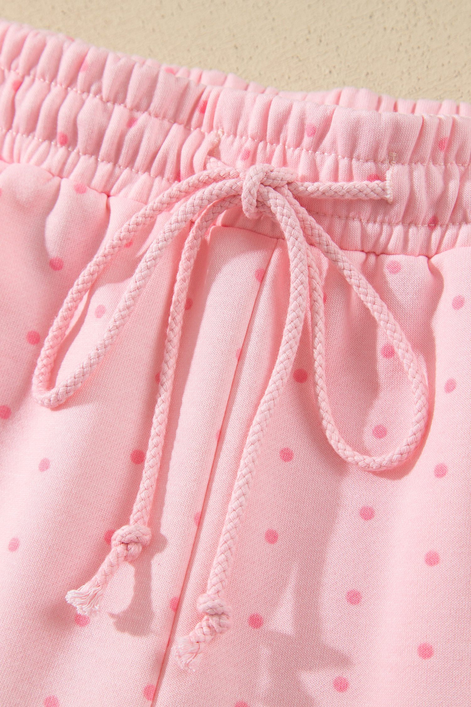 Pink Polka Dot Oversized Hoodie Set, Trendy Women Lounge - Detail View 17