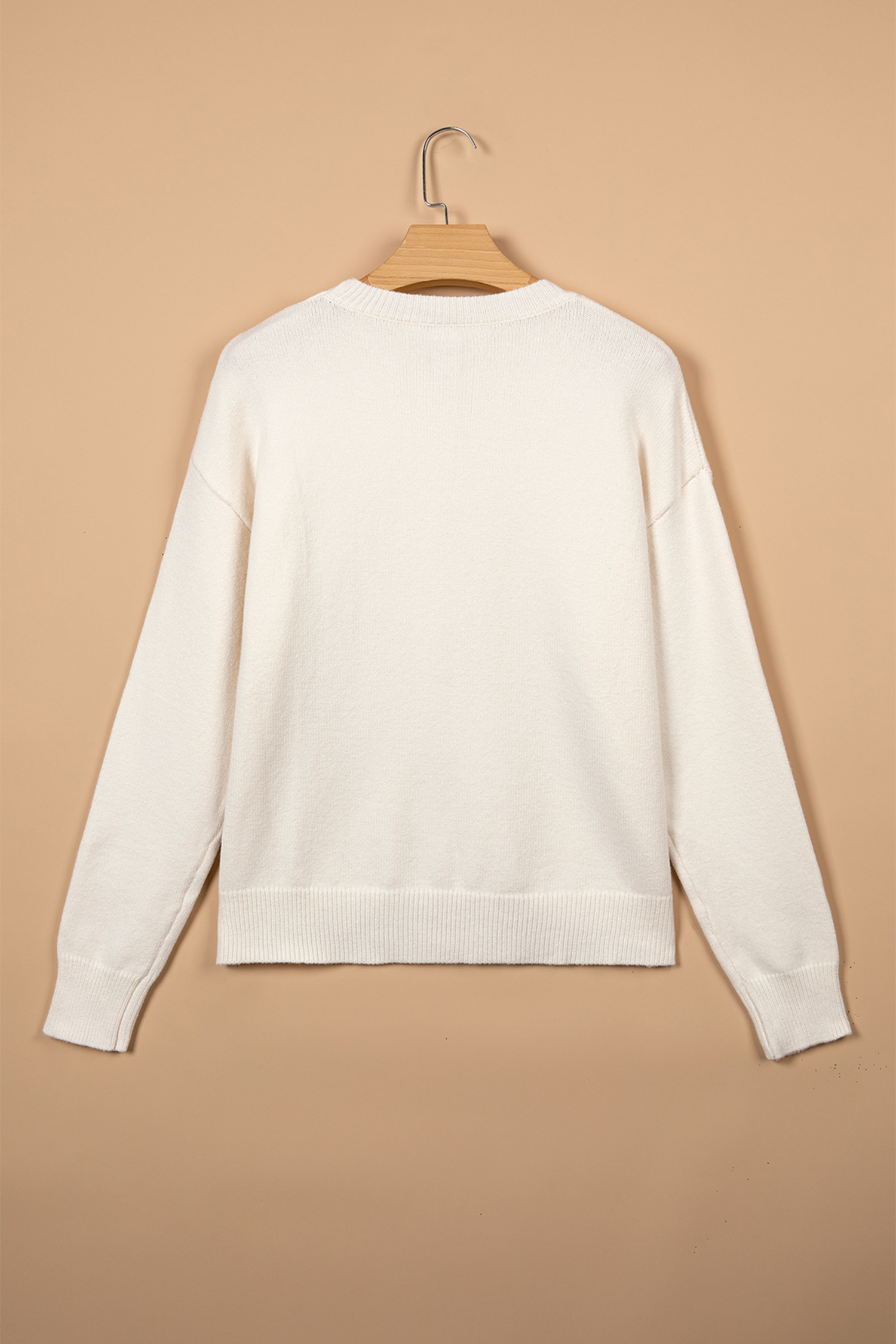Women Pixel Reindeer Sweater, Festive Long Sleeve Knit - Detail View 8