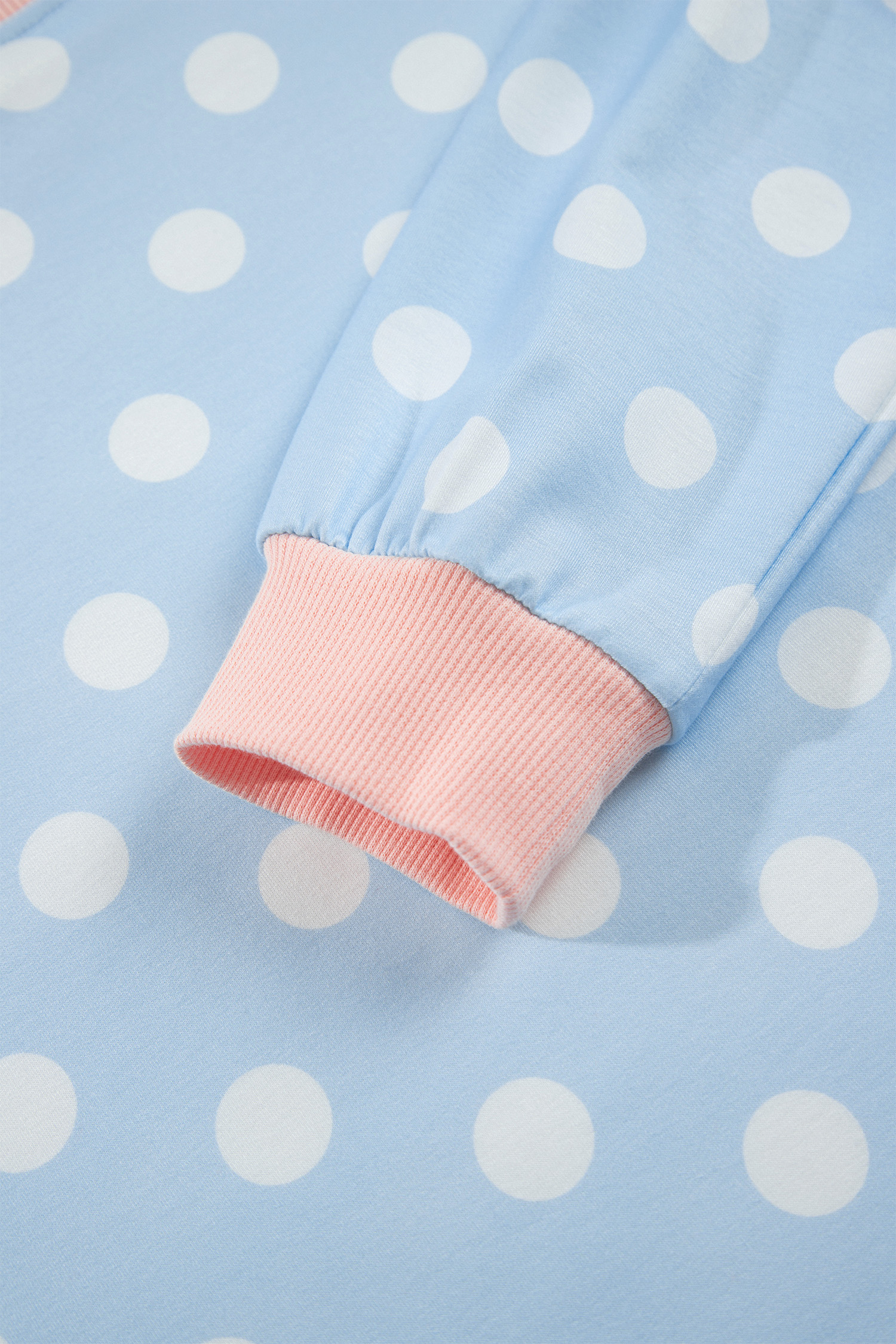 Women's Long Sleeve Lounge Set, Polka Dot Drawstring Pants - Detail View 12