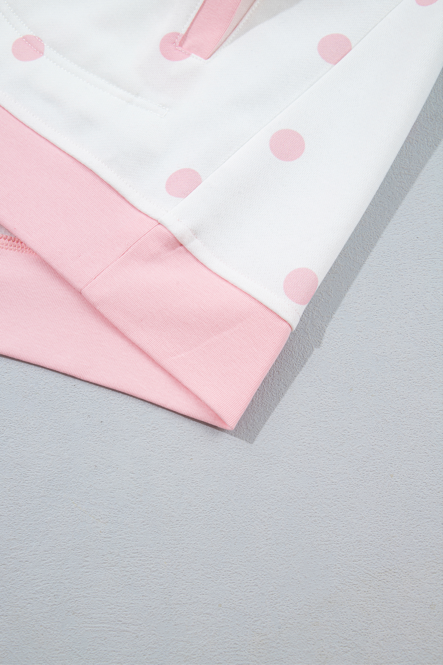 Pink Polka Dot Sweatshirt, Half Zip Relaxed Women's Pullover - Detail View 10