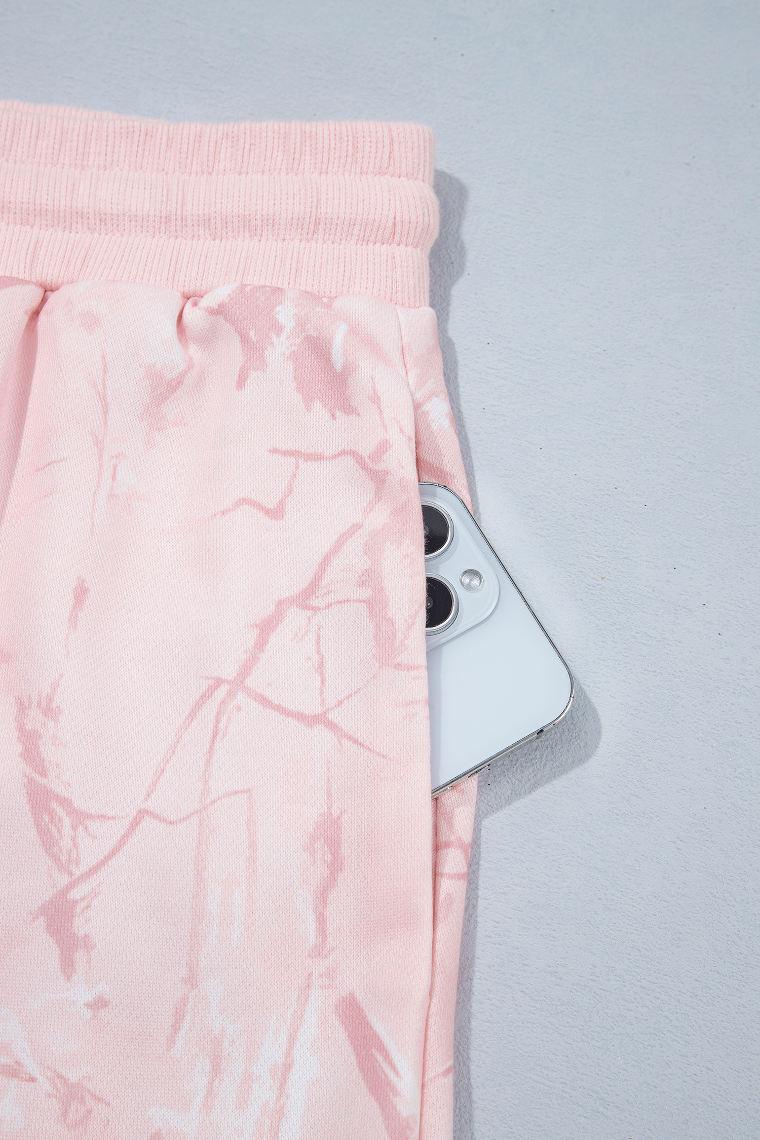 Women's Pink Camo Lounge Set, Casual Mock Neck Two Piece - Detail View 13