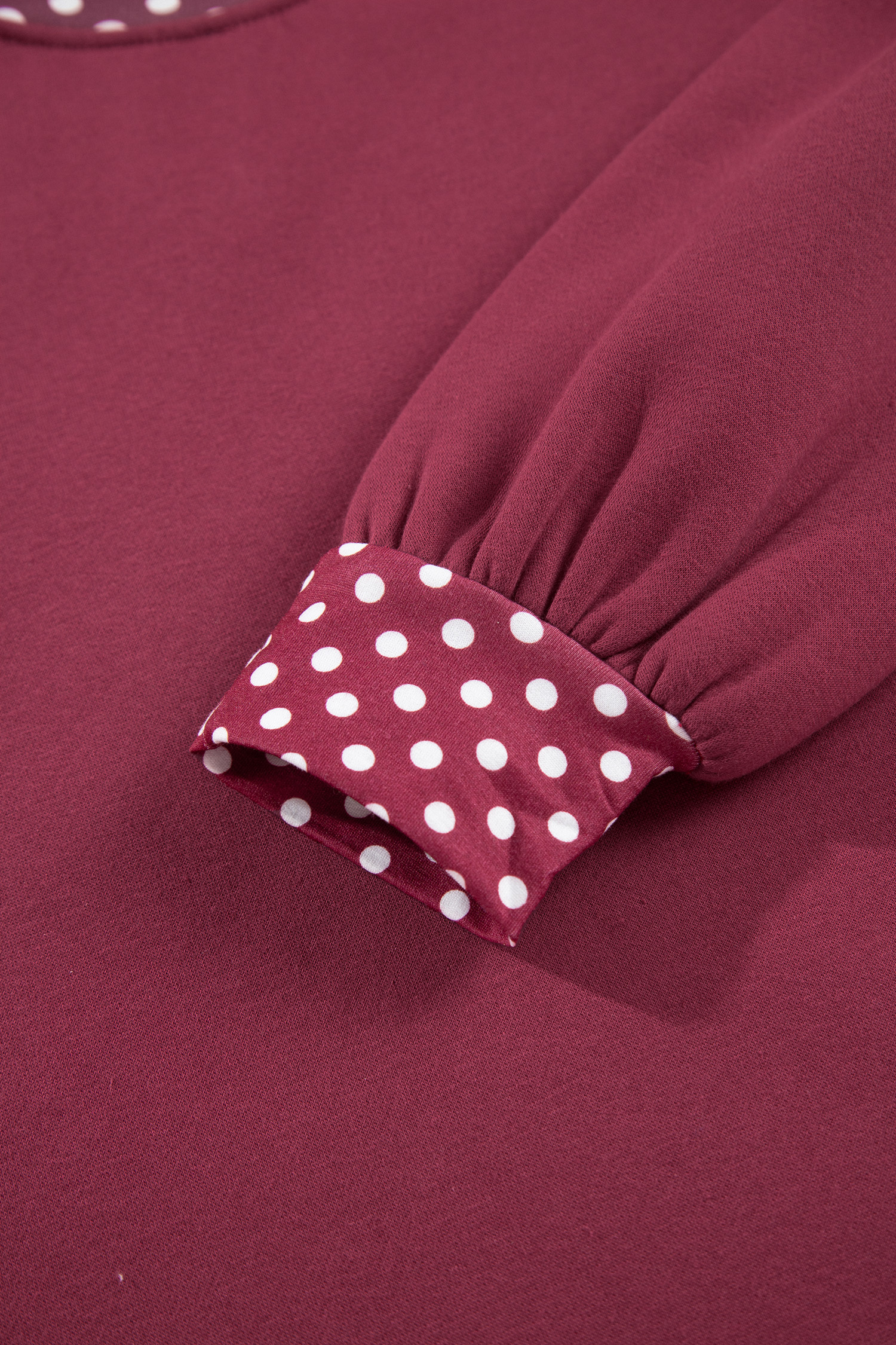 Cotton Blend Fall Sweatshirt, Women's Burgundy Mock Neck - Detail View 6
