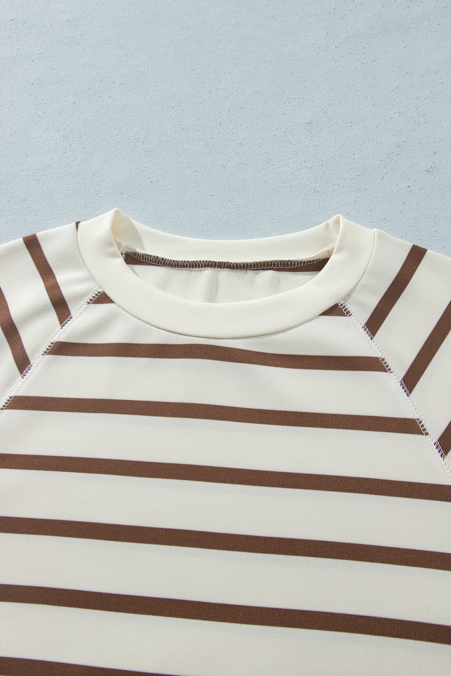 Khaki Stripe Two Piece Set, Women Contrast Trim Pants - Detail View 5