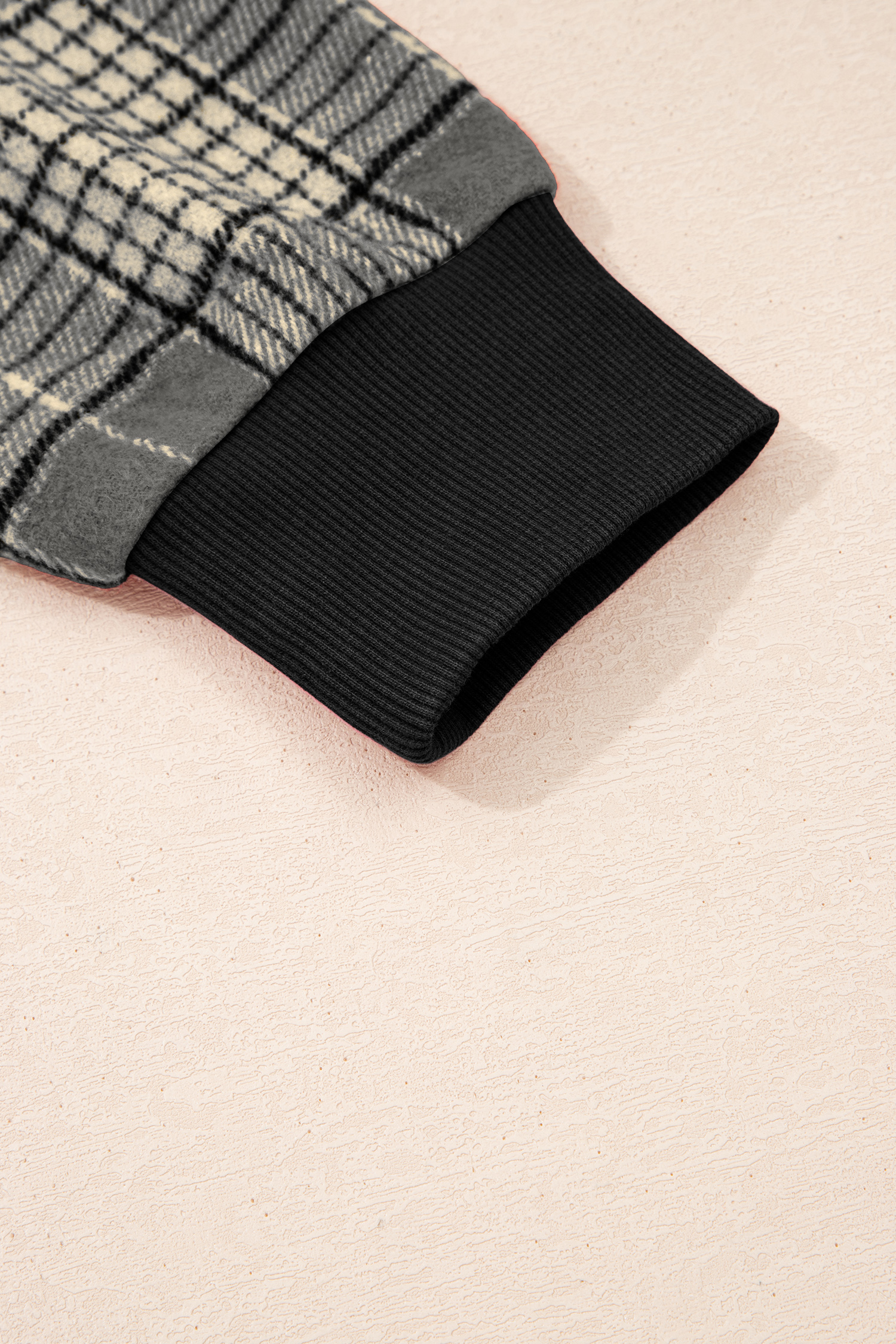 Plaid Sleeve Drawstring Hoodie, Women's Fall Sweatshirt - Detail View 8