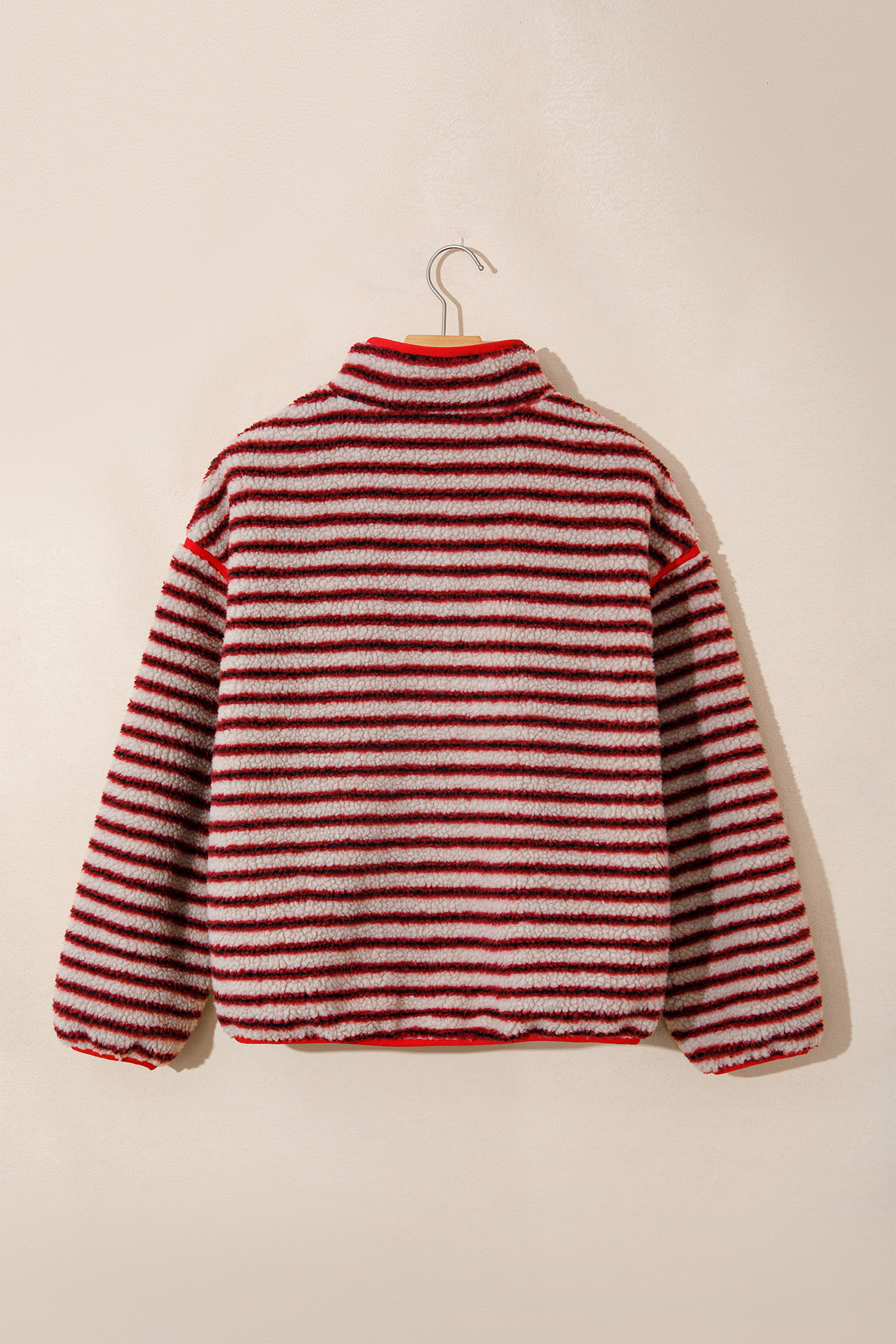 Women's Fuzzy Sherpa Pullover, Warm Button Sweatshirt - Detail View 6