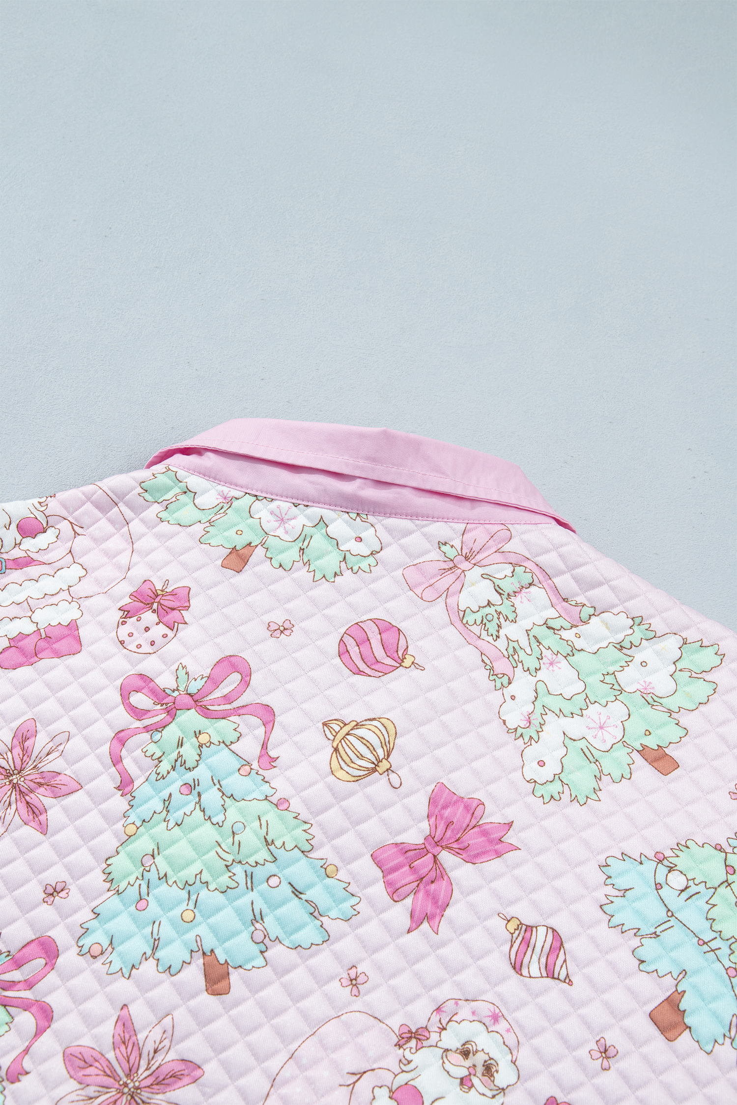 Pink Quilted Women's Sweatshirt, Casual Christmas Pullover - Detail View 16