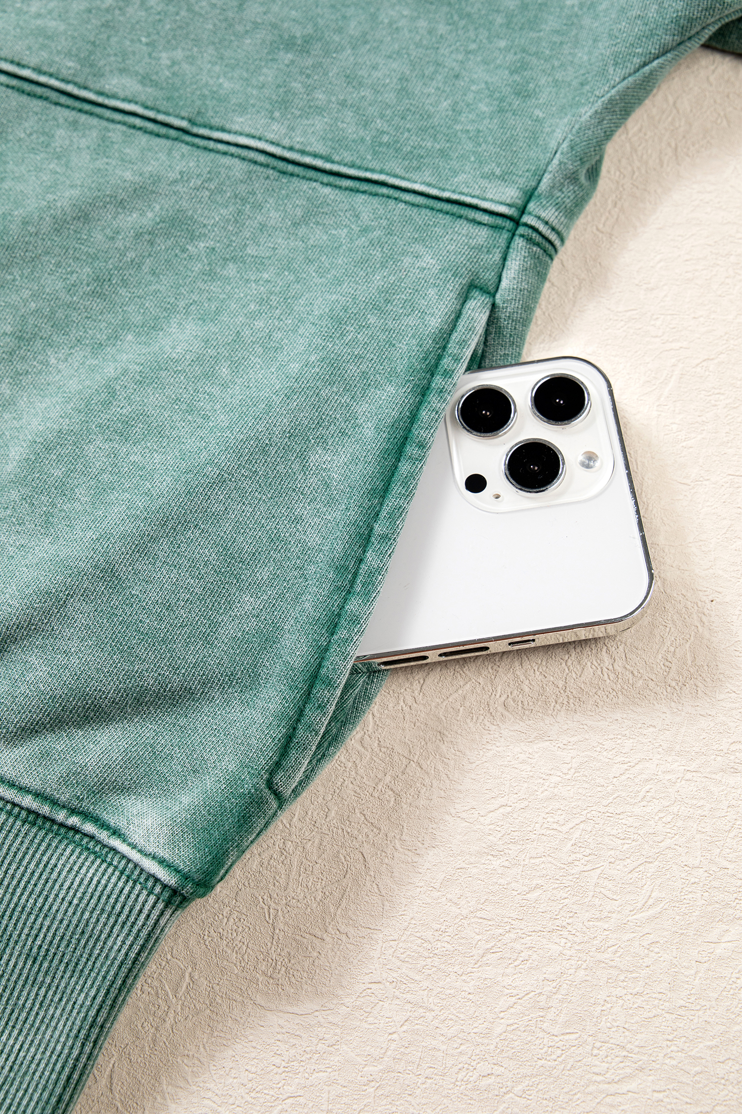 Mineral Wash Bomber Jacket, Trendy Women's Fall Sweatshirt - Detail View 8